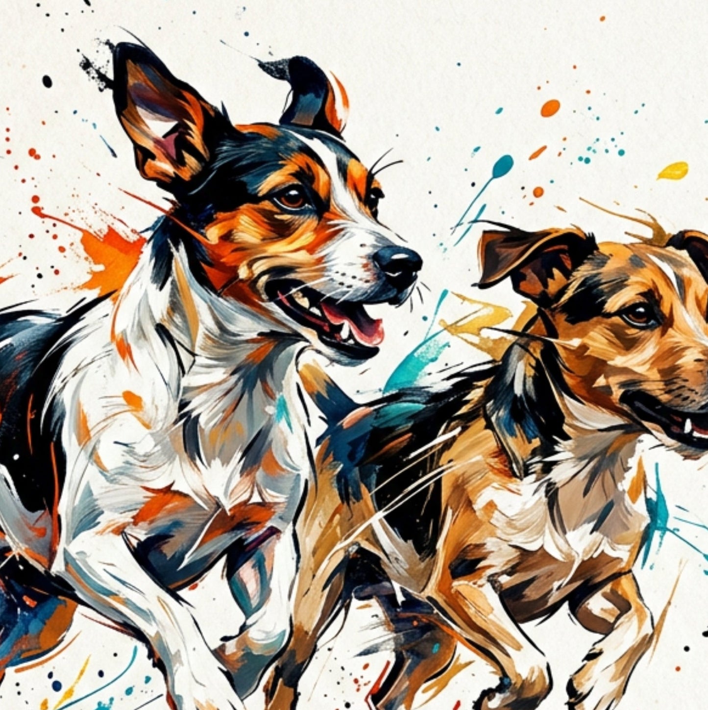 Running Terrier Artwork  – Expressive Wall Art