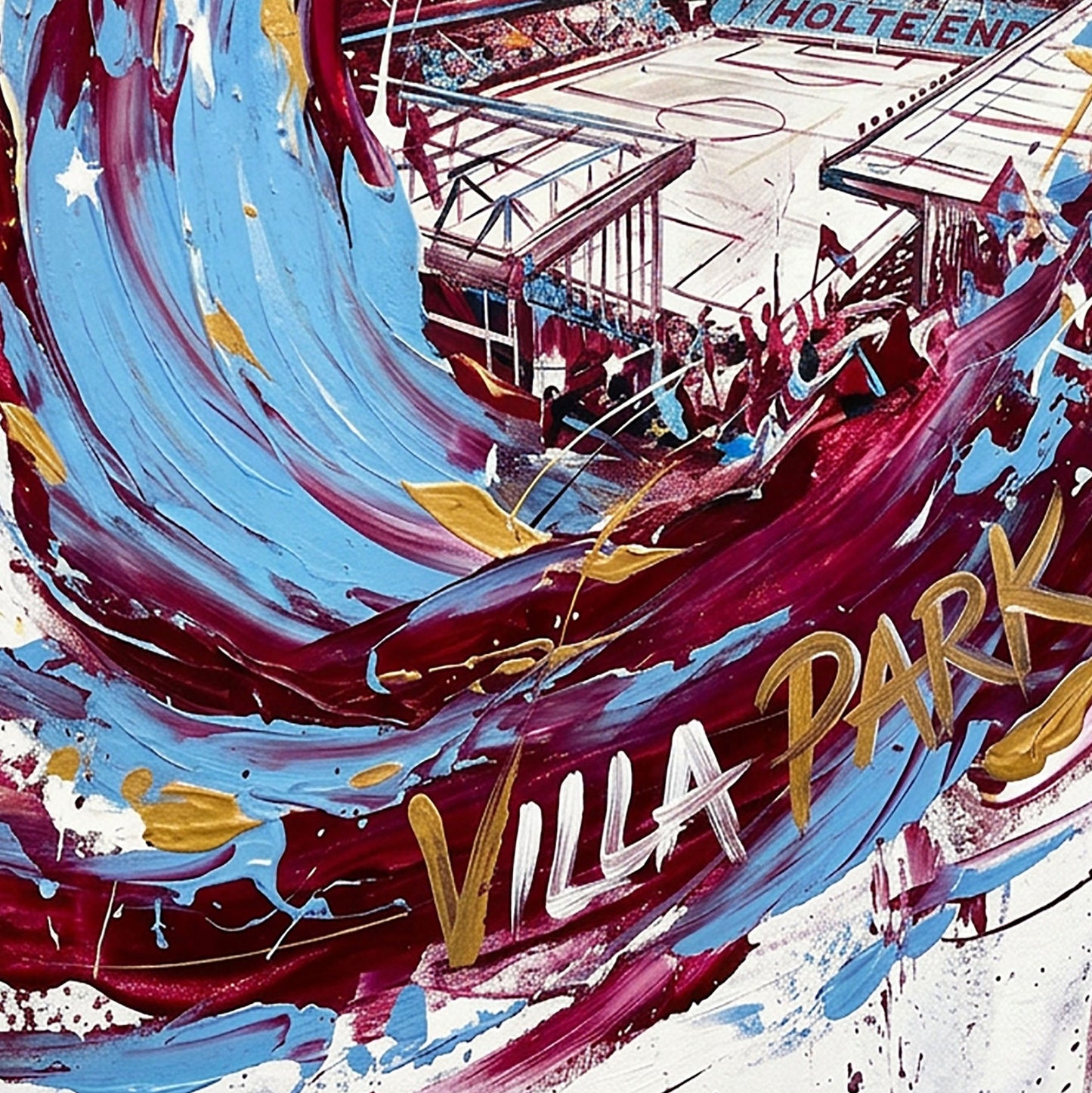Villa Park Stadium Art Print – Expressive Abstract Football Wall Art