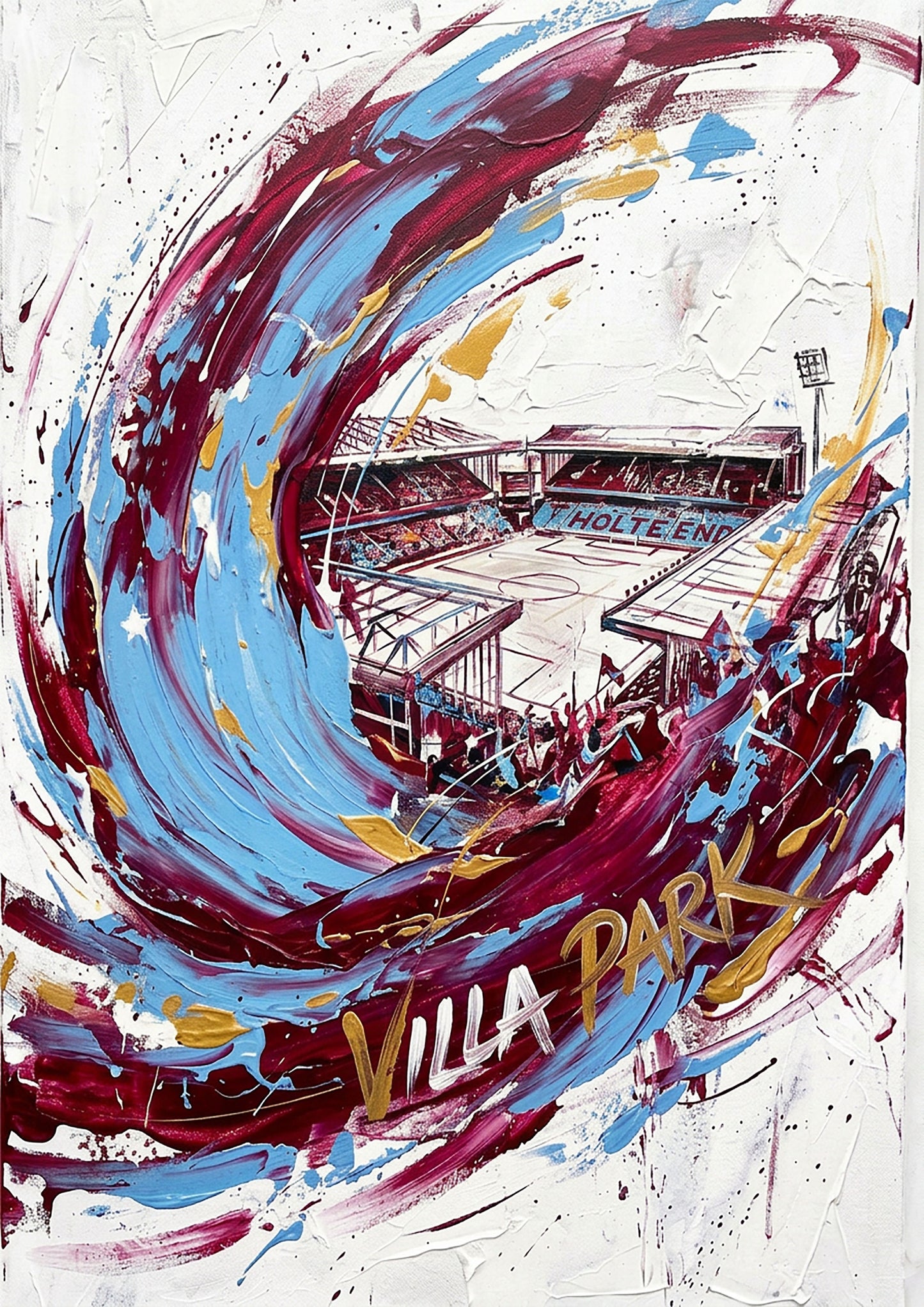 Villa Park Stadium Art Print – Expressive Abstract Football Wall Art