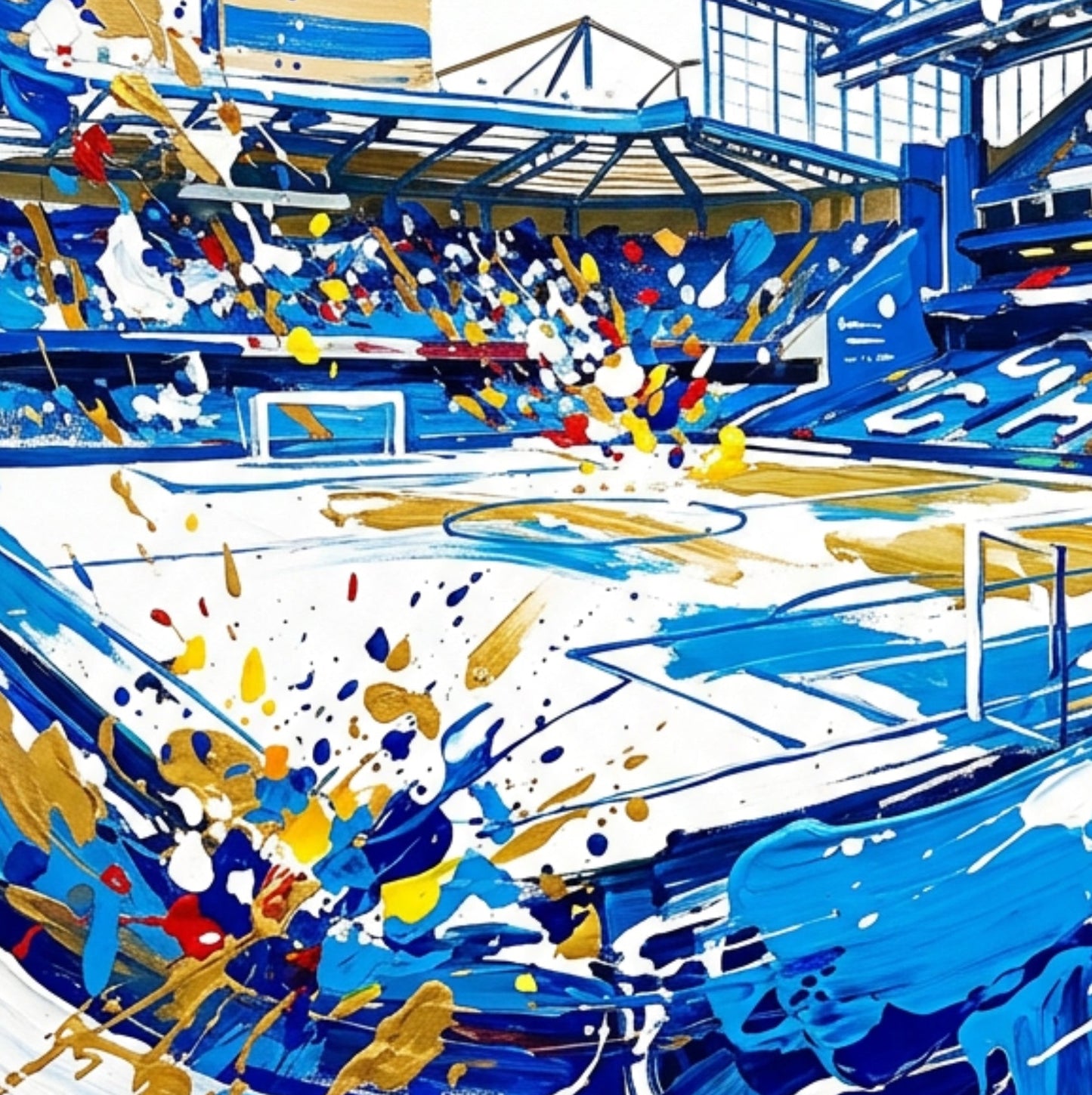 West London Football Stadium Art Print – Expressive Abstract Sports Wall Art