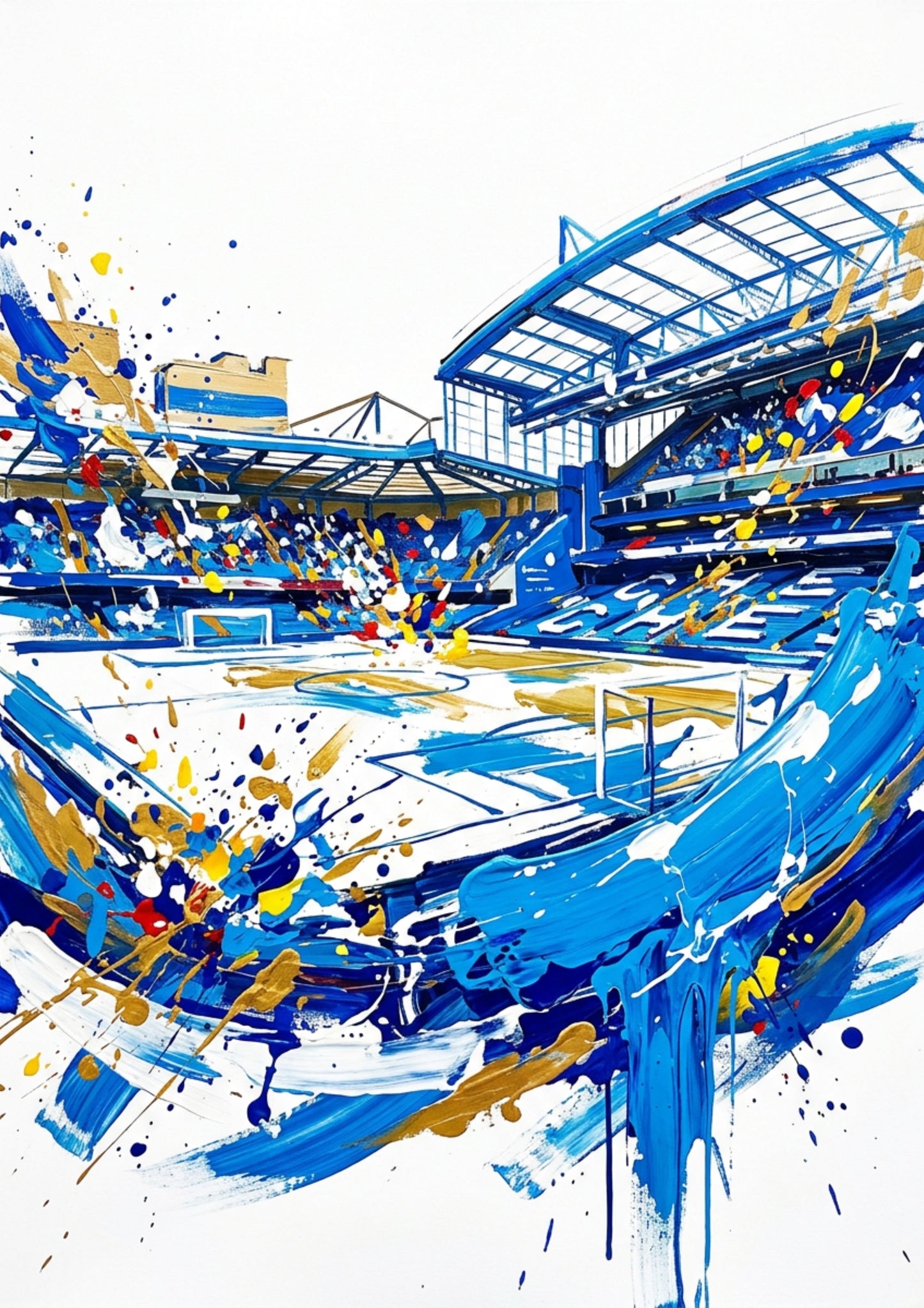 West London Football Stadium Art Print – Expressive Abstract Sports Wall Art