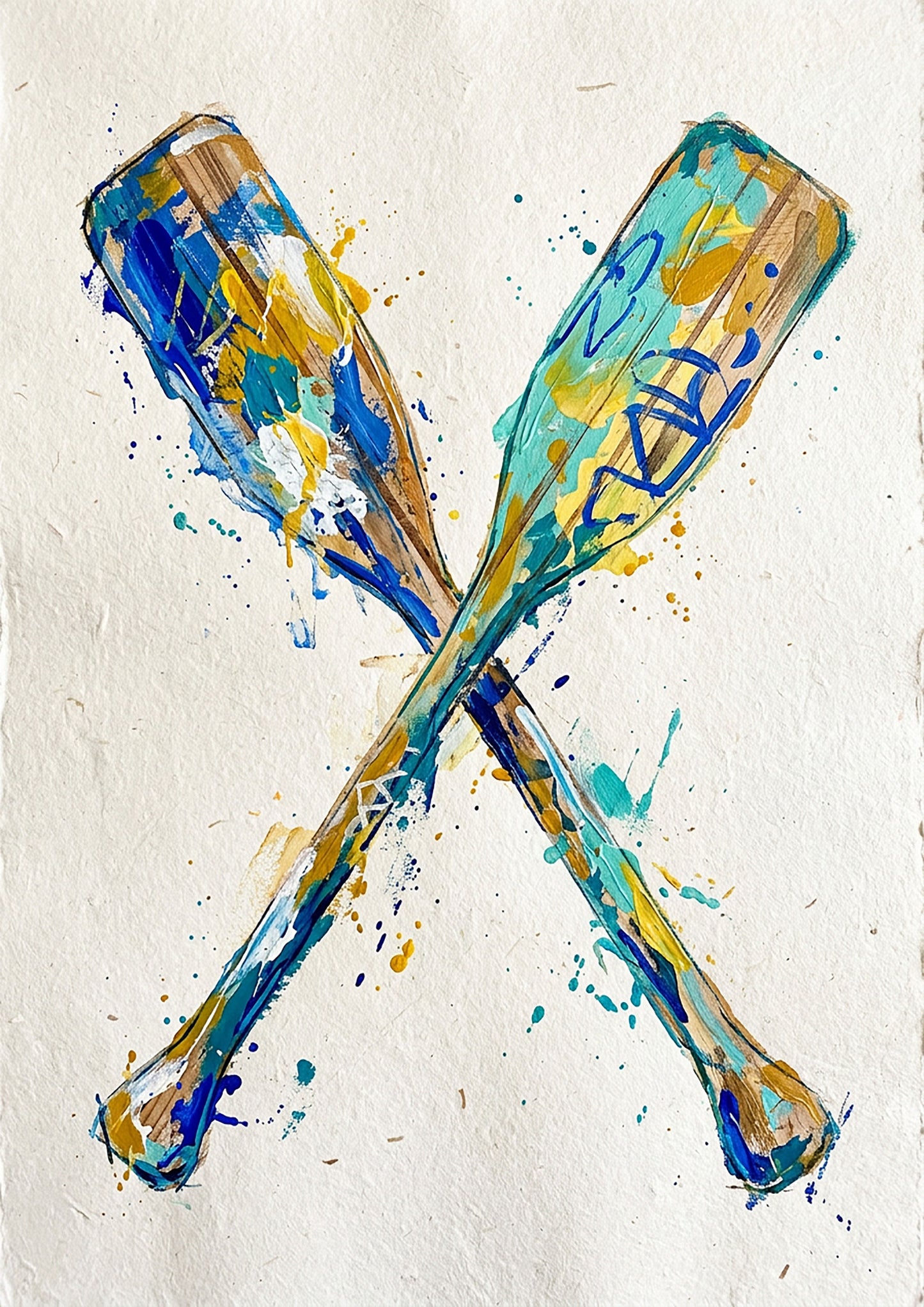Crossed Oars – Abstract Coastal Coloursplash Print