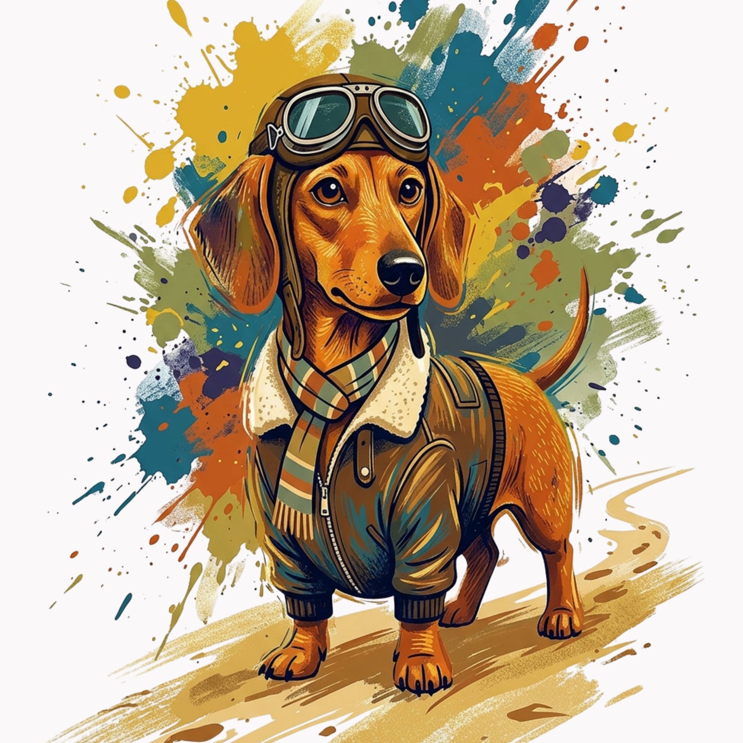 Dachshund Aviator Coloursplash Quote Print – Modern Inspirational Wall Art