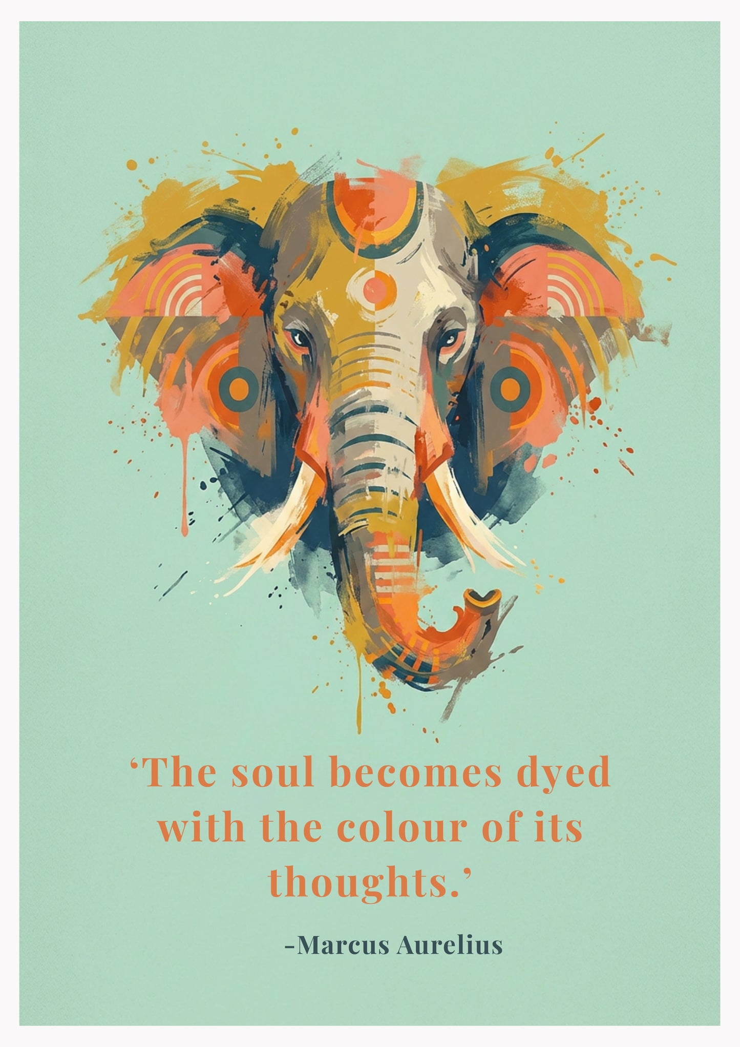 Elephant Coloursplash Quote Print – Modern Inspirational Wall Art