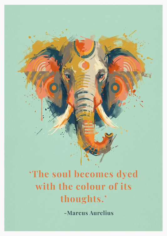 Elephant Coloursplash Quote Print – Modern Inspirational Wall Art
