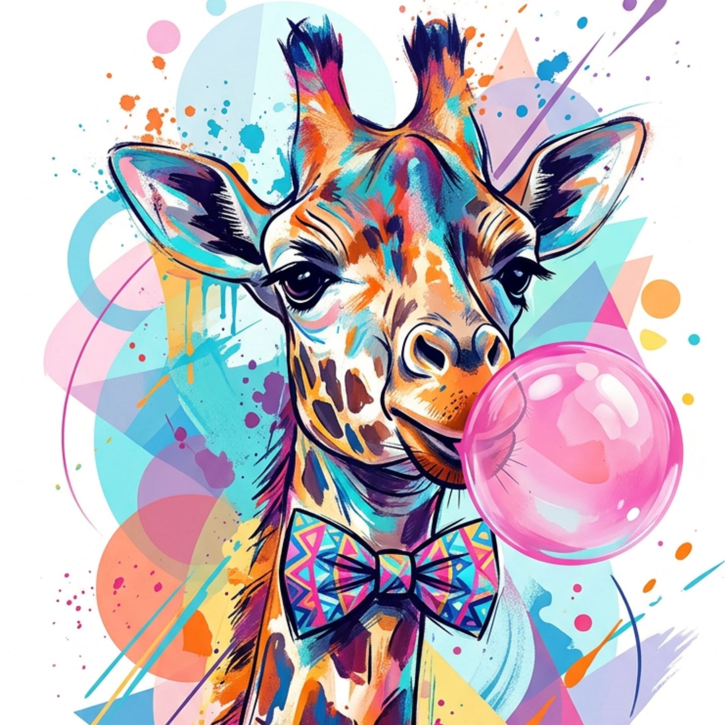 Giraffe Bubblegum Coloursplash Quote Print – Modern Inspirational Wall Art