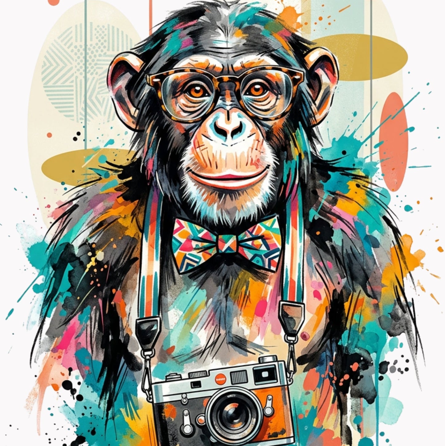 Chimpanzee Creativity Coloursplash Quote Print – Modern Inspirational Wall Art