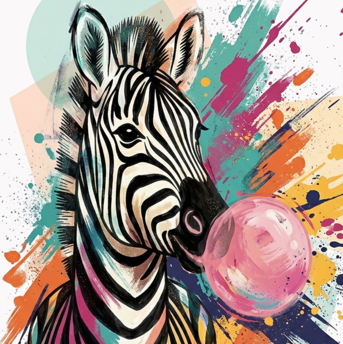 Zebra Bubblegum Coloursplash Quote Print – Modern Inspirational Wall Art