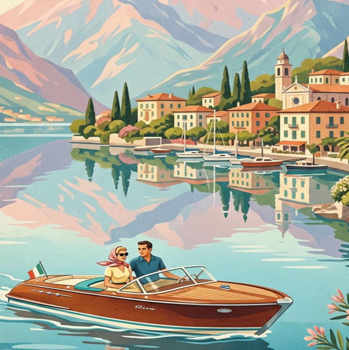 Lake Como Italy Art Print – Vintage‑Style Travel Poster