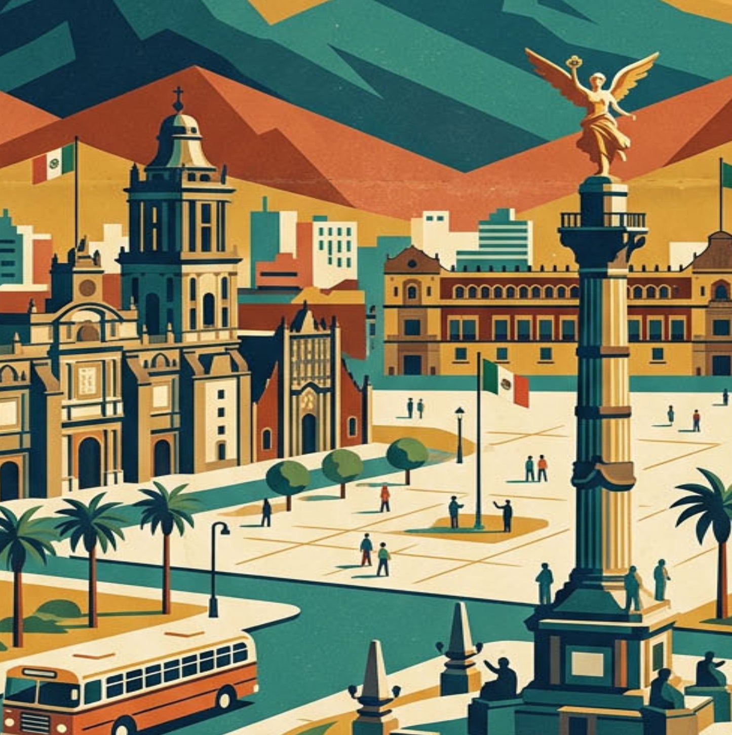 Mexico City Art Print – Retro Vintage‑Style Travel Poster
