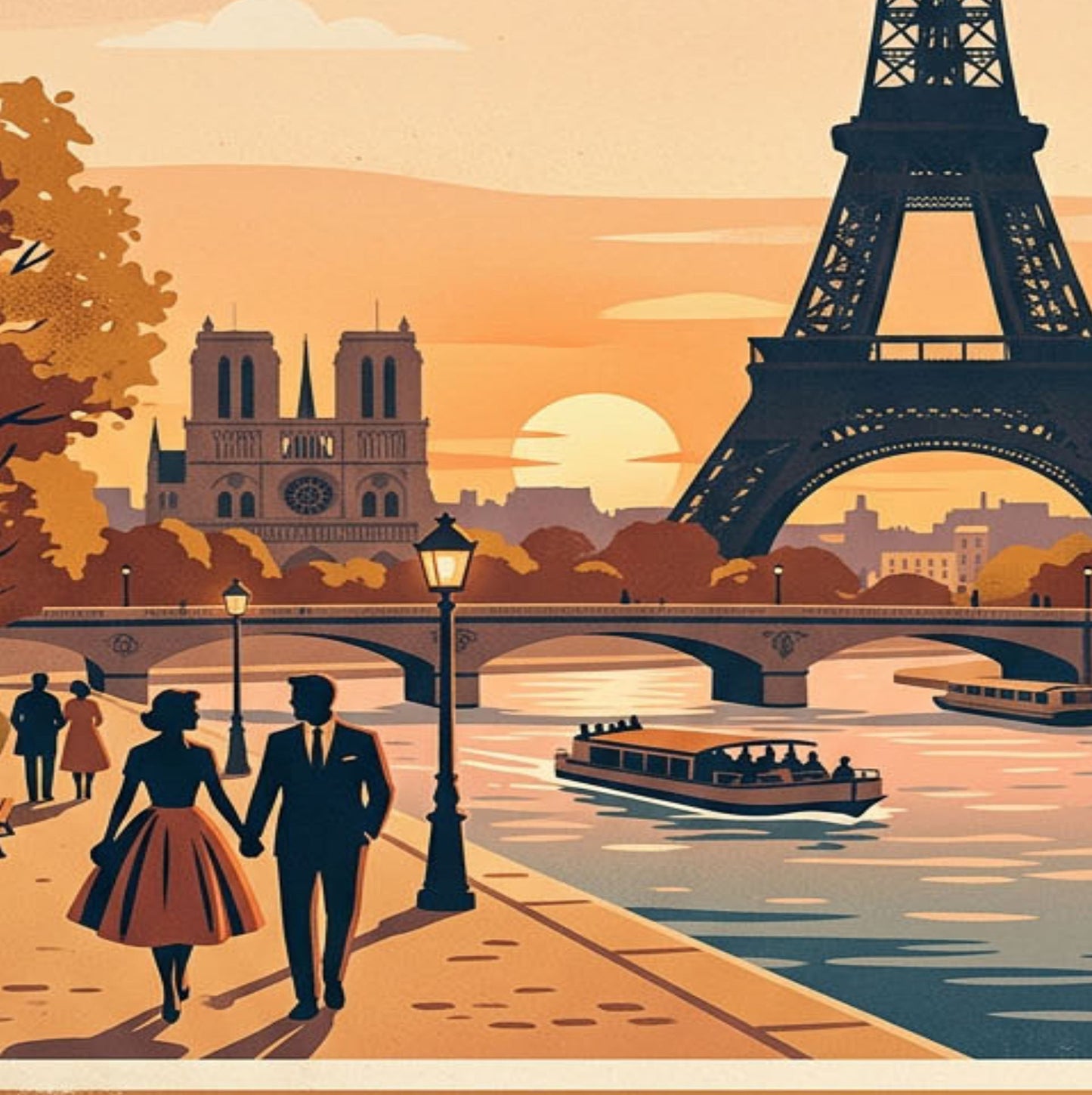 Vintage Paris Travel Poster – Eiffel Tower Retro Wall Art