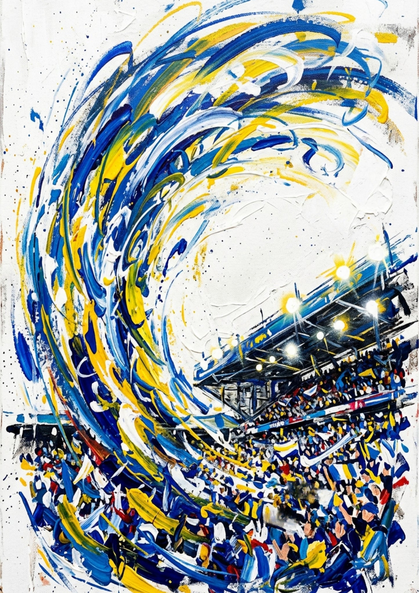 Elland Road Inspired Stadium Crowd Wave Art Print – Expressive Leeds Football Wall Art