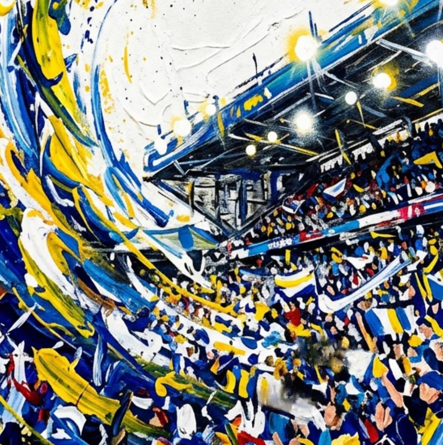 Elland Road Inspired Stadium Crowd Wave Art Print – Expressive Leeds Football Wall Art