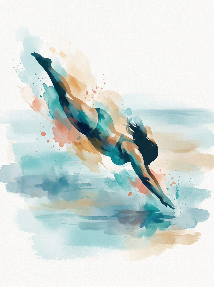 Open Water Swimmer – Abstract Motion Print