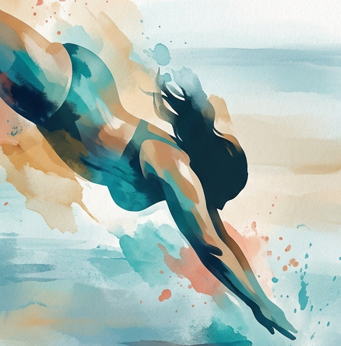 Open Water Swimmer – Abstract Motion Print