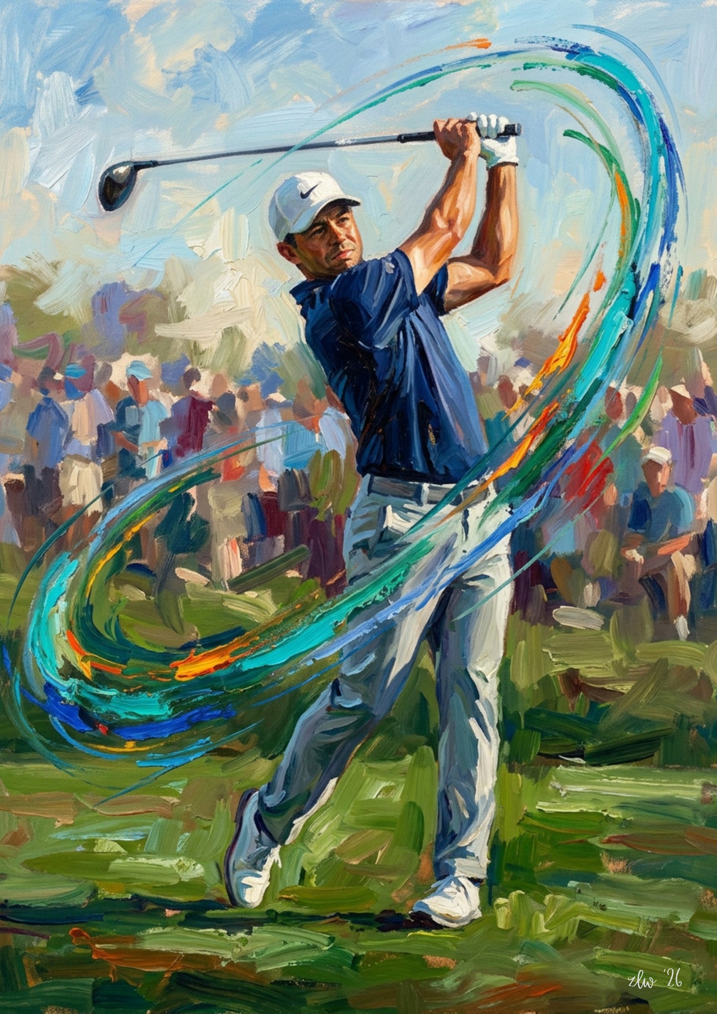 Golfer Power Swing – Abstract Coloursplash Print