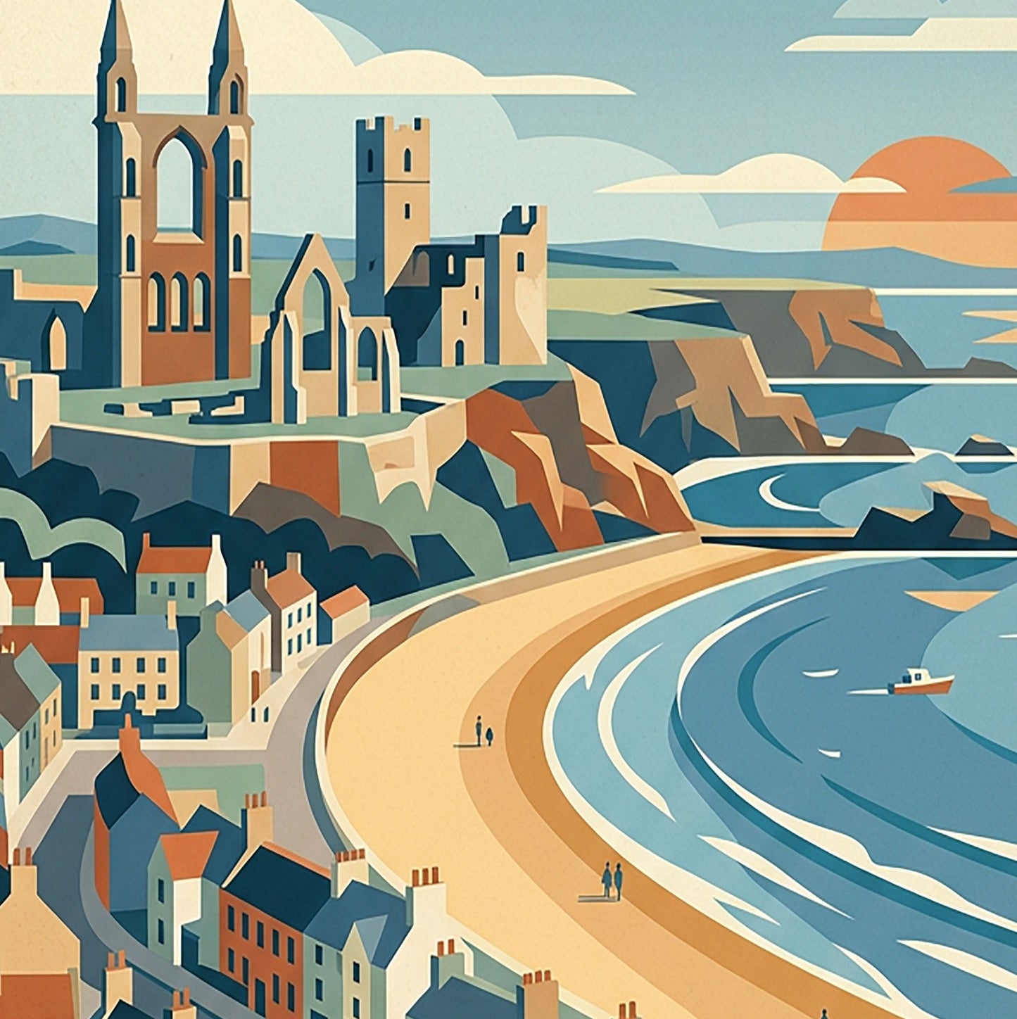 St Andrews Scotland Travel Poster – Vintage Coastal Wall Art
