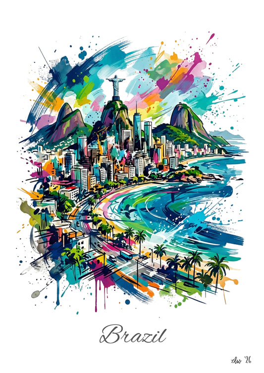 Rio de Janeiro Coloursplash Travel Print – Modern Brazil Wall Art