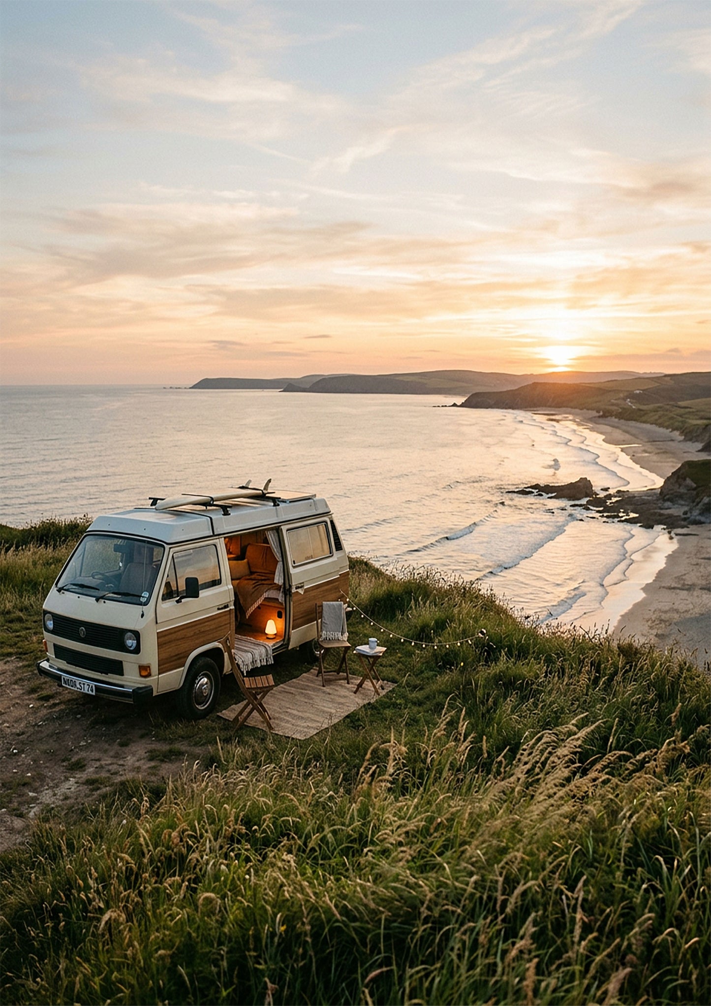 Coastal Sunset Camper Van – Wanderlust Travel Print