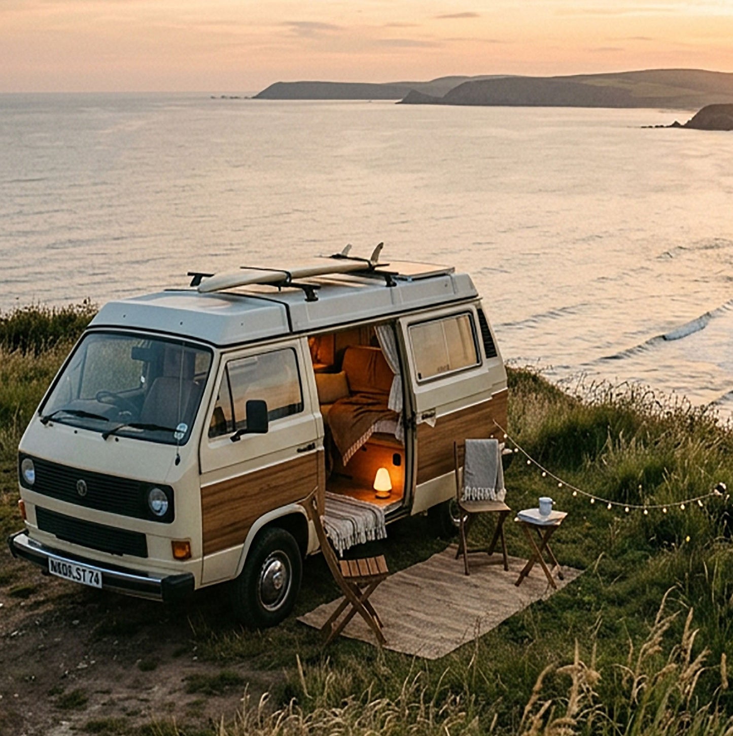 Coastal Sunset Camper Van – Wanderlust Travel Print