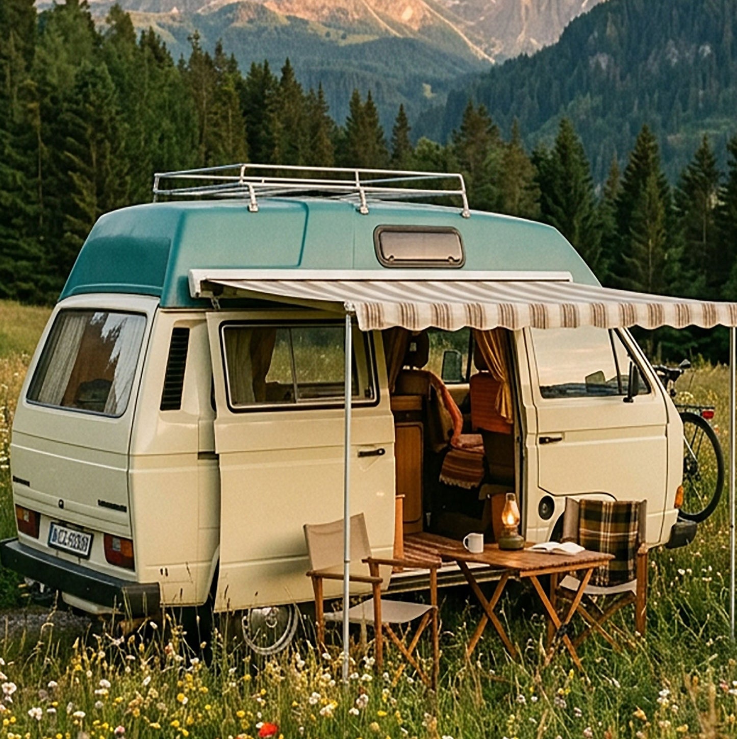 Mountain Camper Van – Wildflower Meadow Travel Print