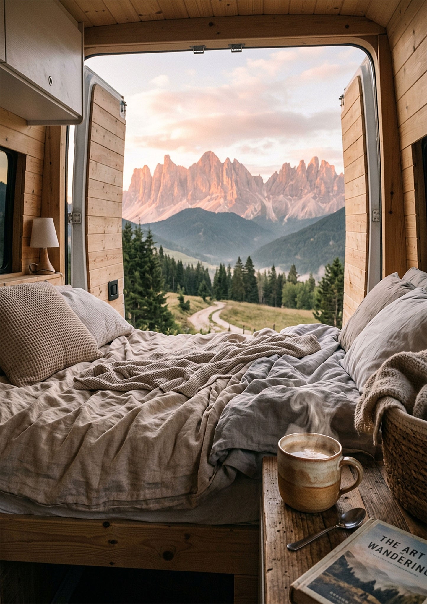 Van Life Mountain View – Cozy Travel Interior Print