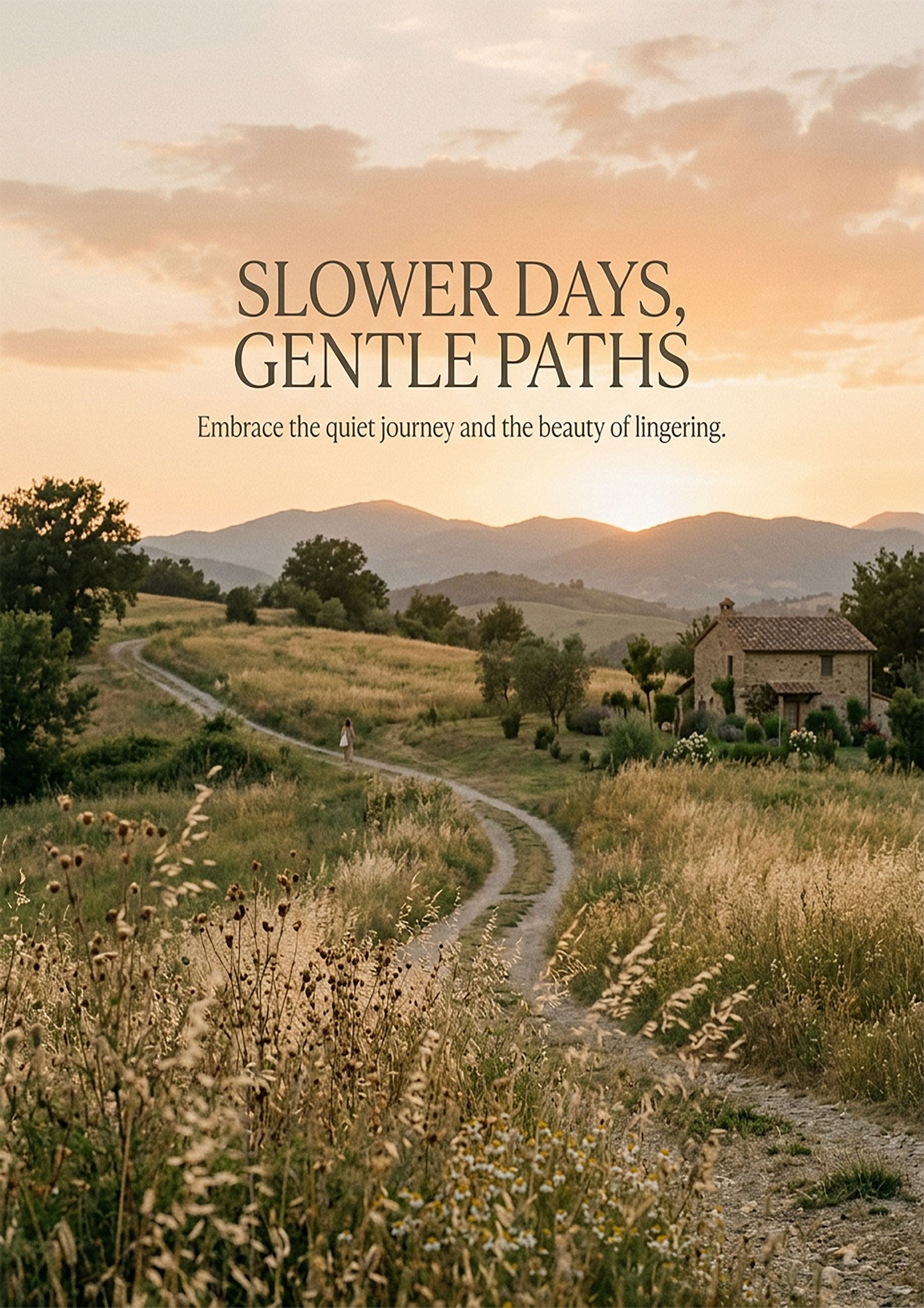Slower Days, Gentle Paths – Countryside Sunset Print