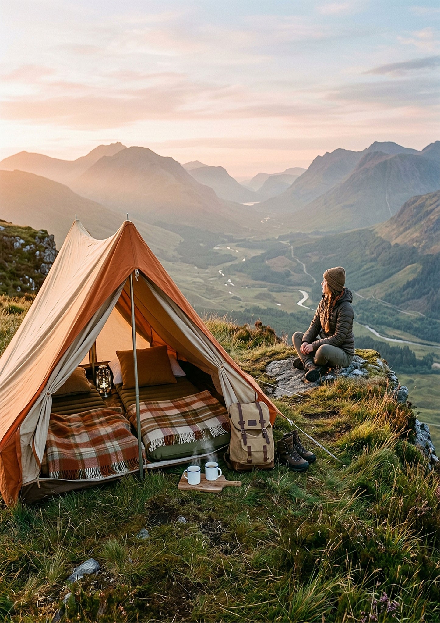 Mountain Camp Morning – Scenic Adventure Print