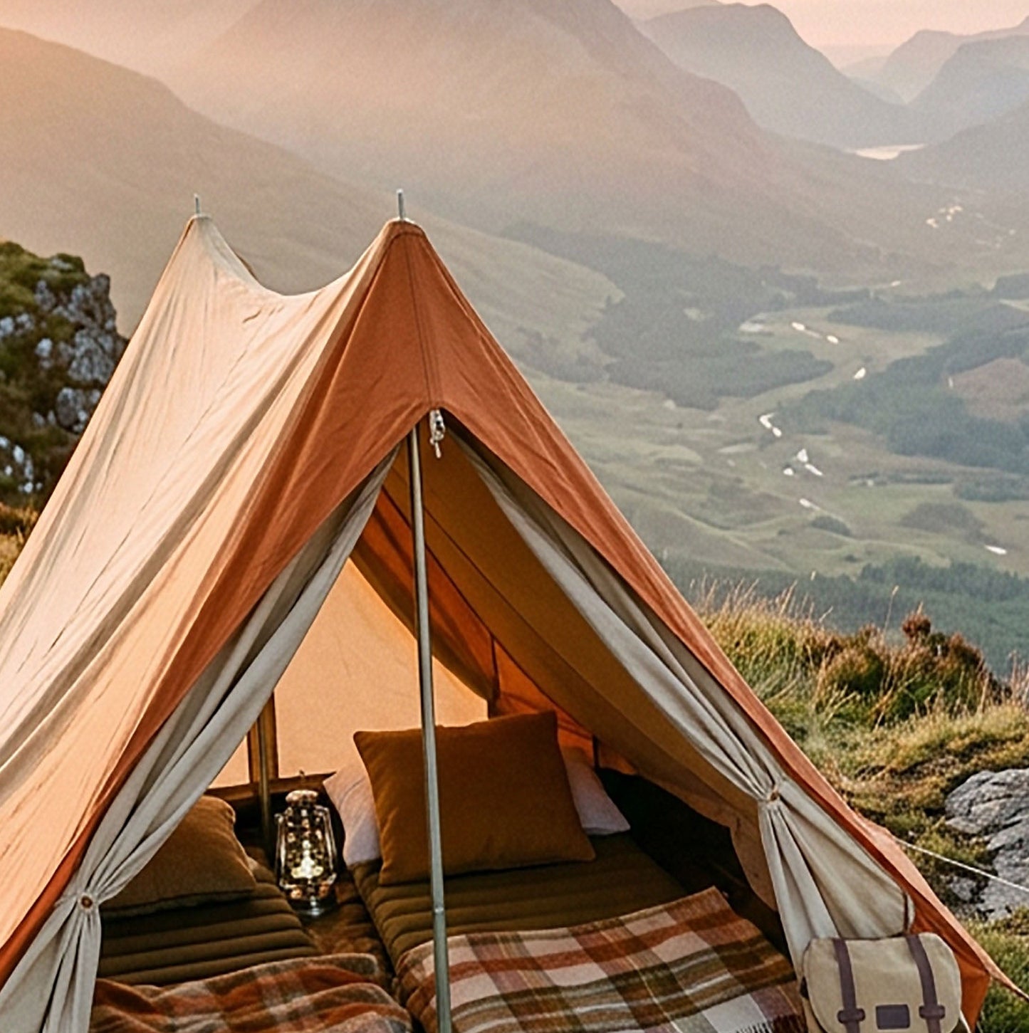 Mountain Camp Morning – Scenic Adventure Print