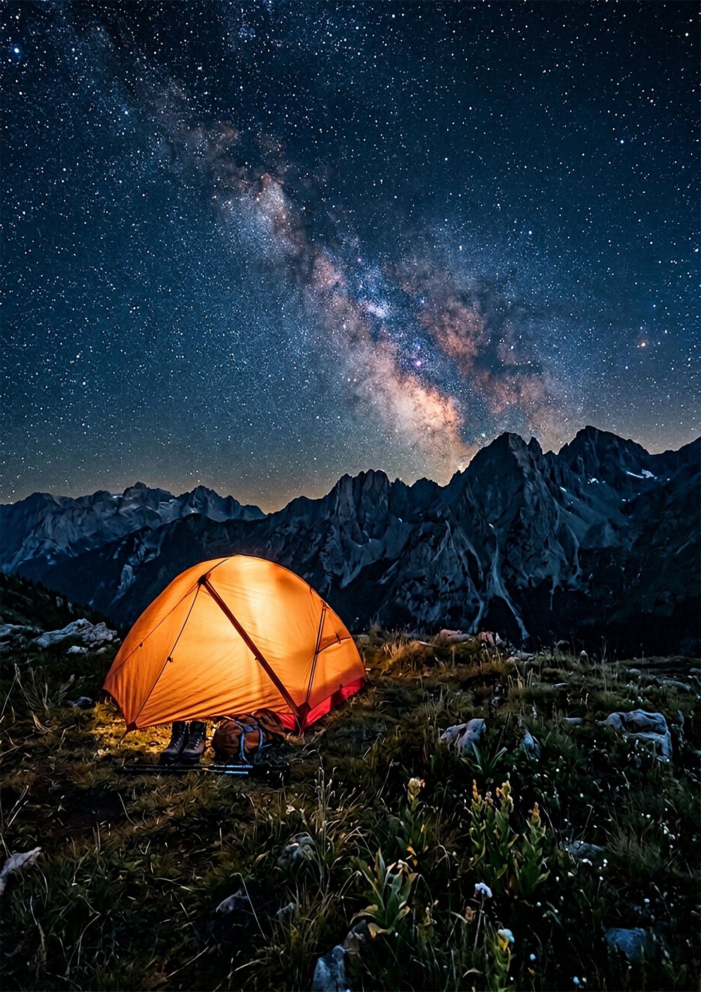 Mountain Night Camp – Milky Way Adventure Print