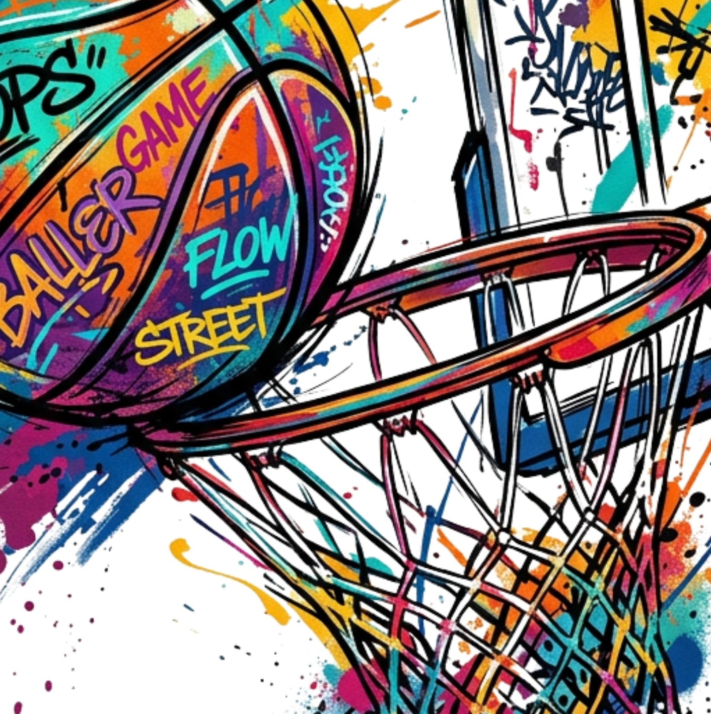 Graffiti Basketball Hoop – Urban Coloursplash Print