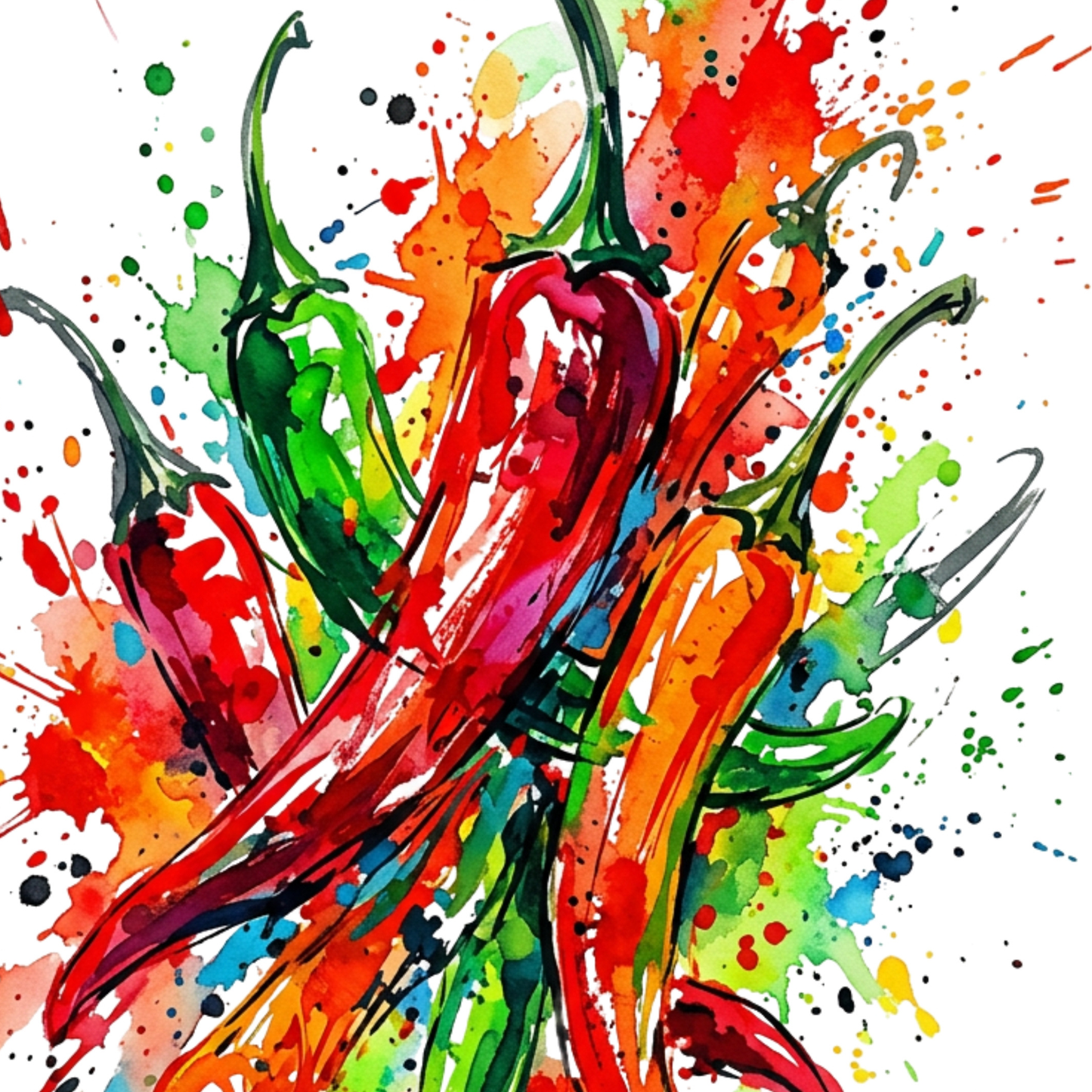 Chilli Peppers – Modern Coloursplash Kitchen Art Print