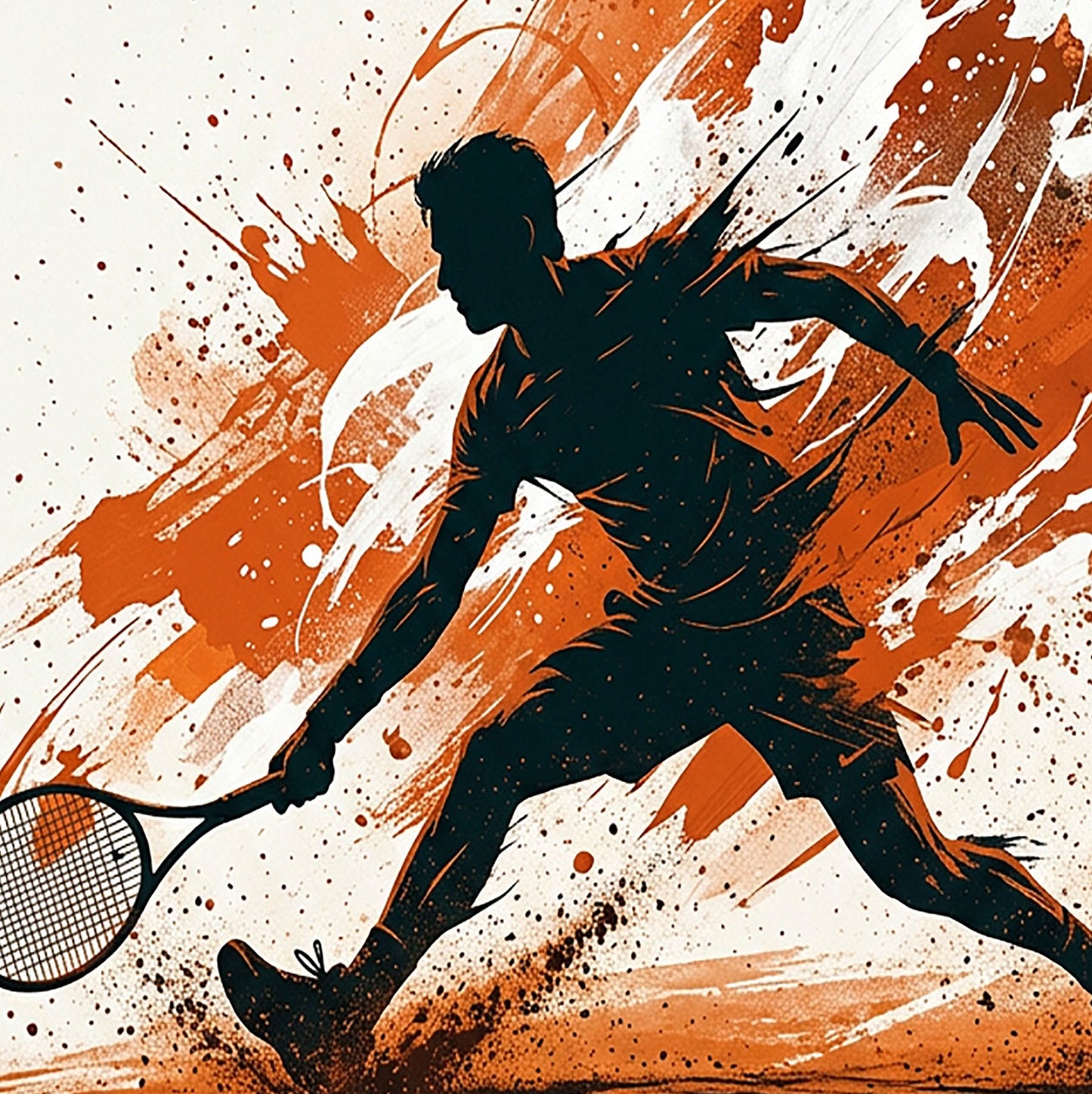 Clay Court Tennis Player Coloursplash Print – Dynamic Sports Wall Art