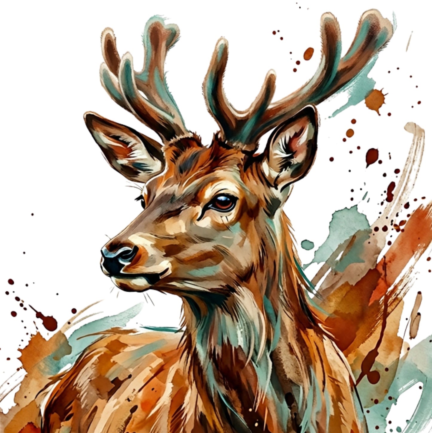 Expressive Watercolour Deer Print – Contemporary Wildlife Wall Art