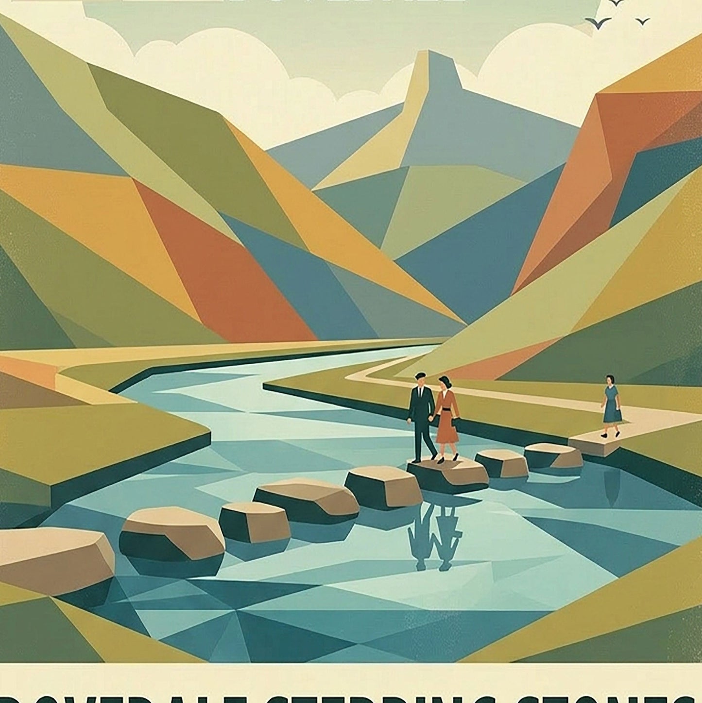 Dovedale Retro Travel Print – Mid‑Century Peak District Wall Art