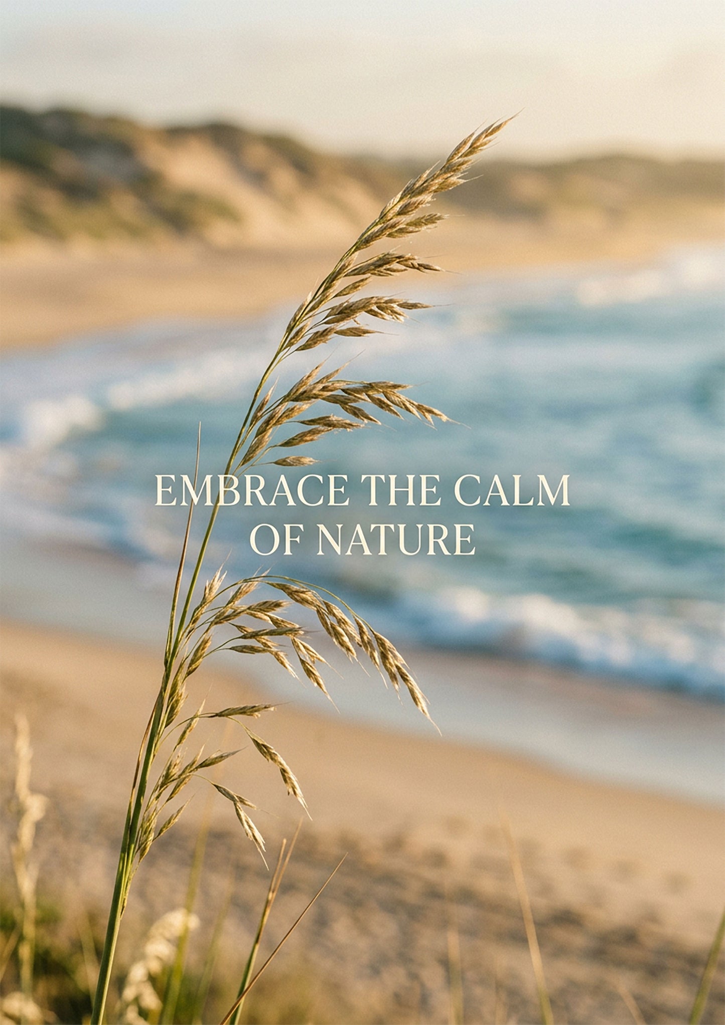 “Embrace the Calm of Nature” Coastal Grass Art Print – Wellness & Mindfulness Wall Art