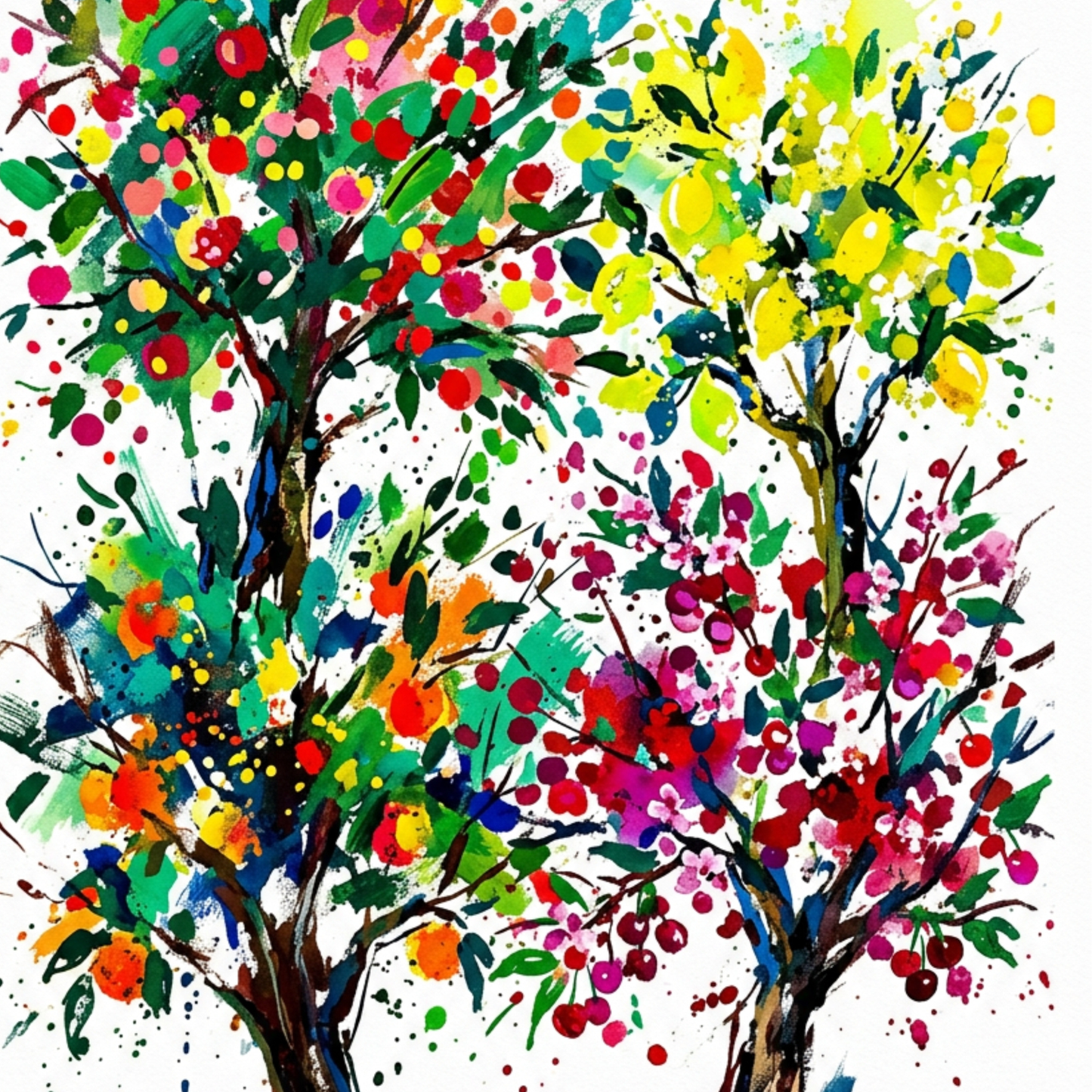 Fruit Trees – Modern Coloursplash Botanical Art Print