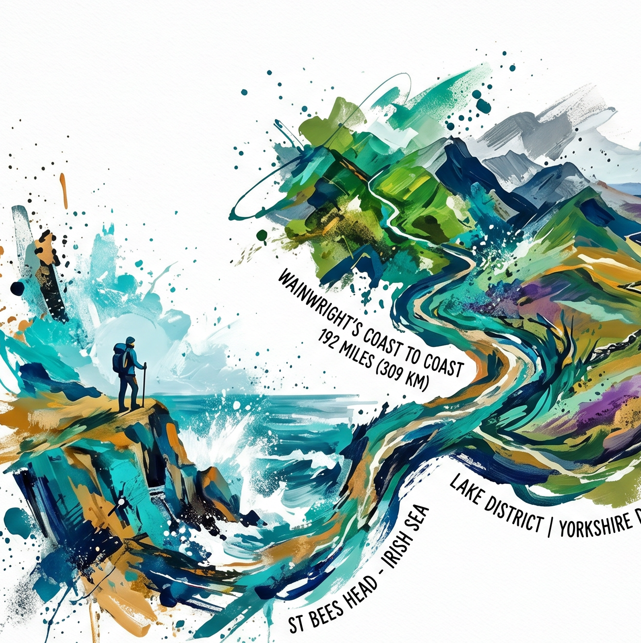 Wainwright’s Coast to Coast – 192 Mile Trail Art Print | Contemporary Adventure Artwork