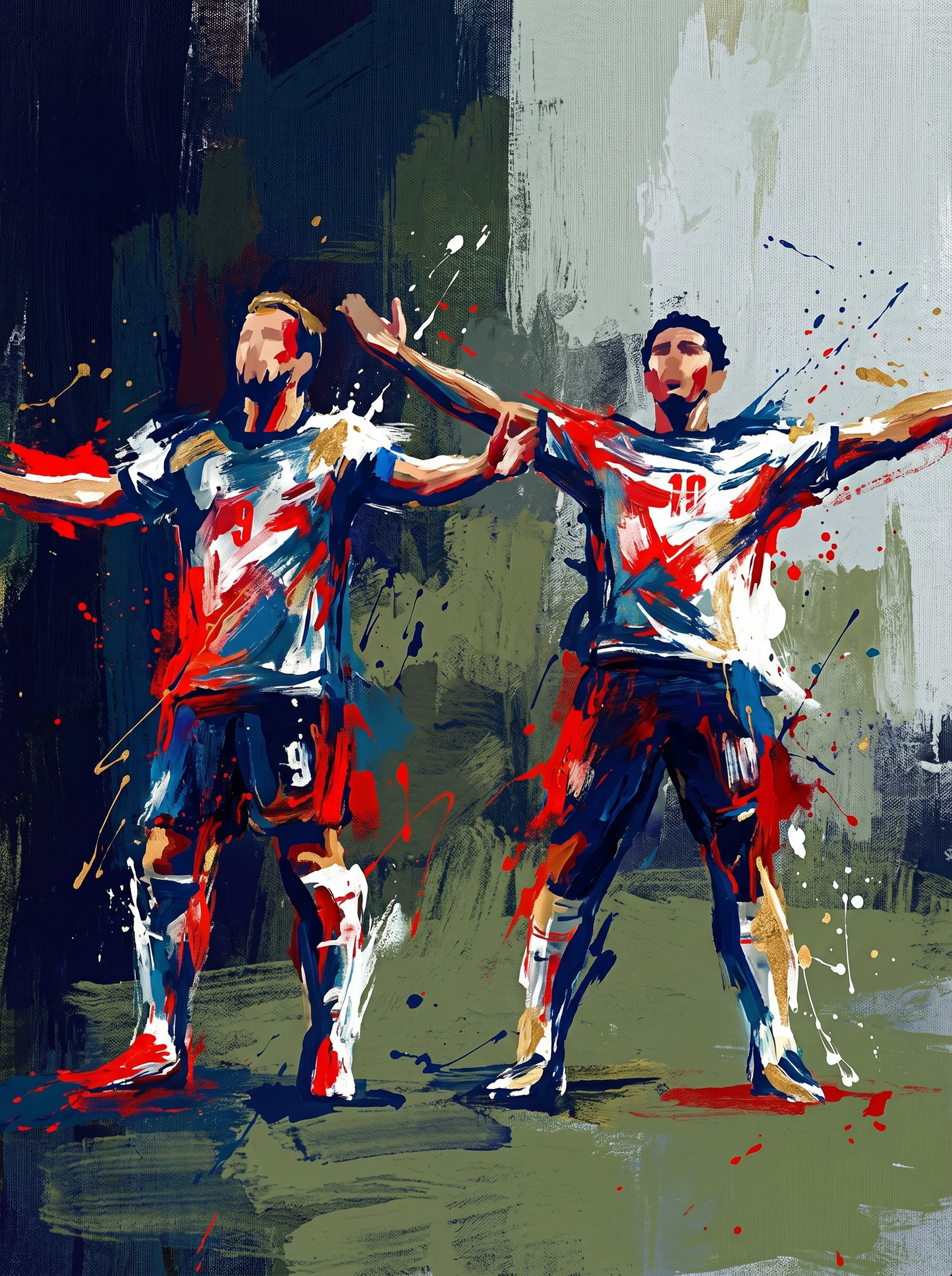 Abstract England Football Celebration Art Print – Expressive Modern Sports Artwork