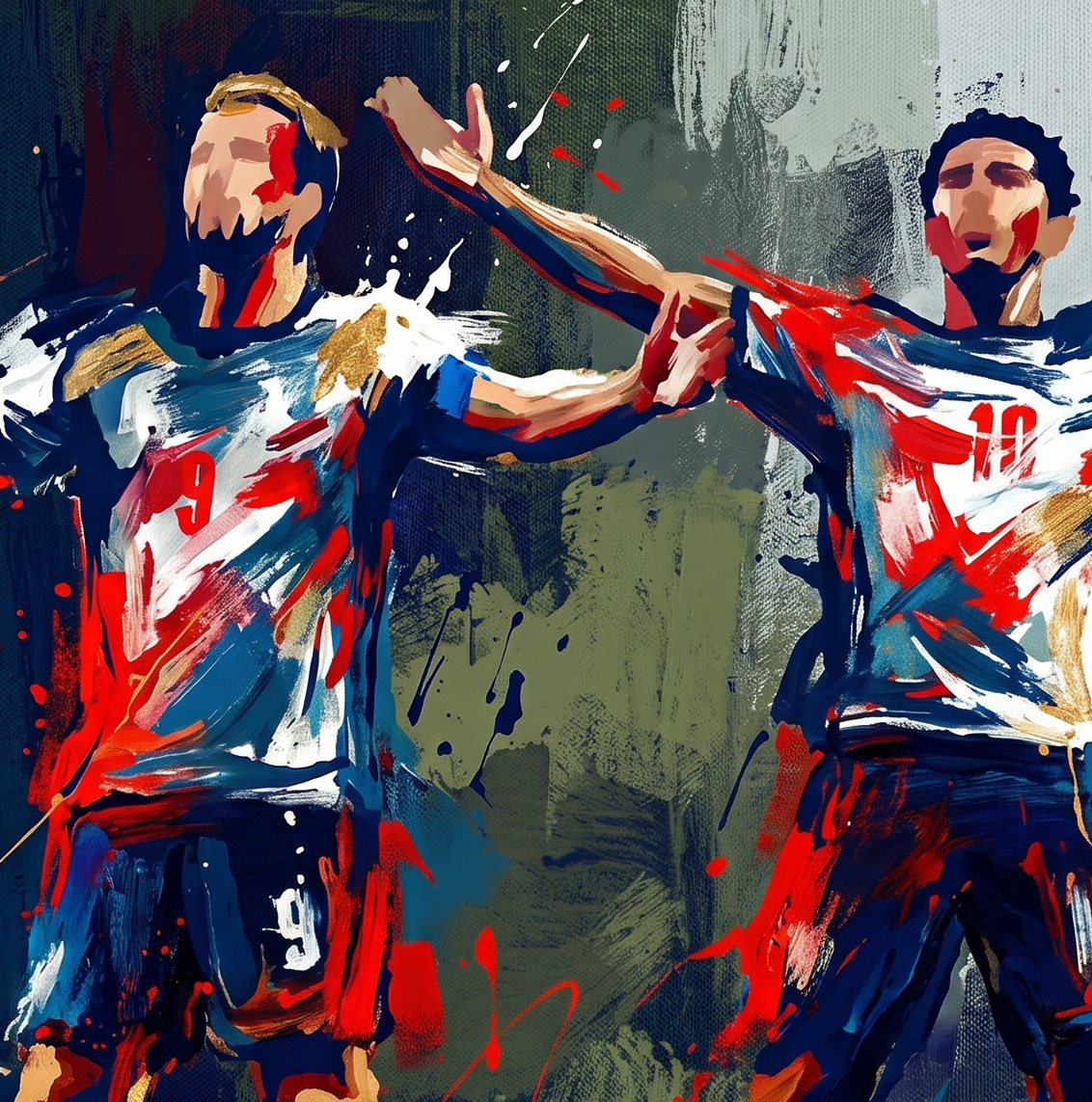 Abstract England Football Celebration Art Print – Expressive Modern Sports Artwork