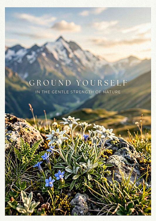 “Ground Yourself in the Gentle Strength of Nature” Alpine Flower Art Print – Wellness & Mindfulness Wall Art