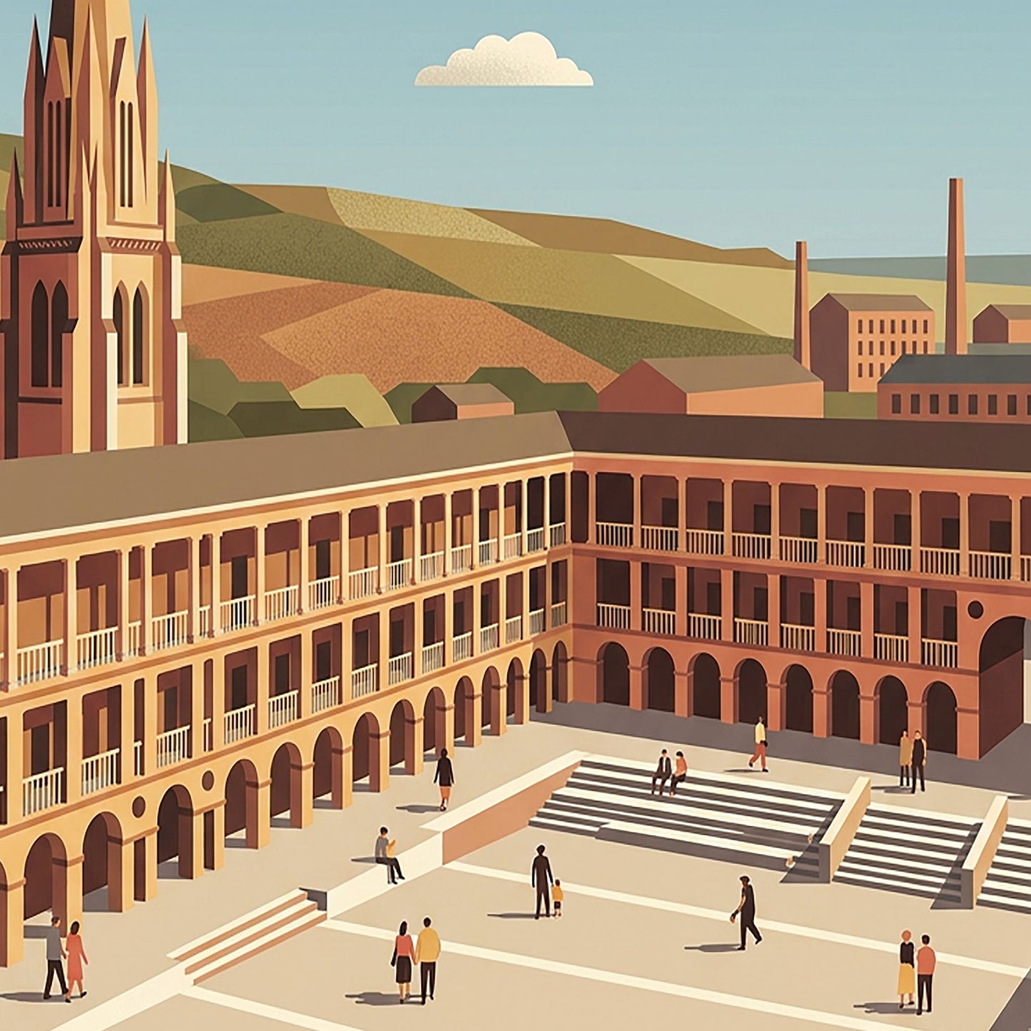 Halifax West Yorkshire Travel Poster – Vintage Piece Hall Wall Art
