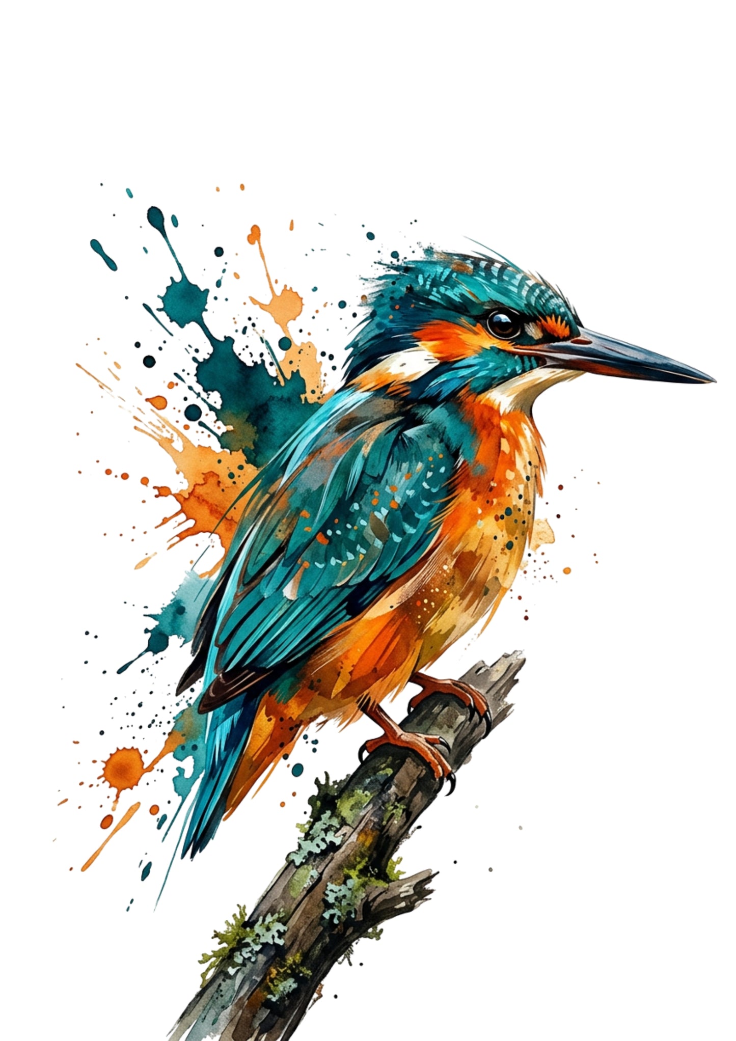 Expressive Coloursplash Kingfisher Print – Contemporary Wildlife Wall Art