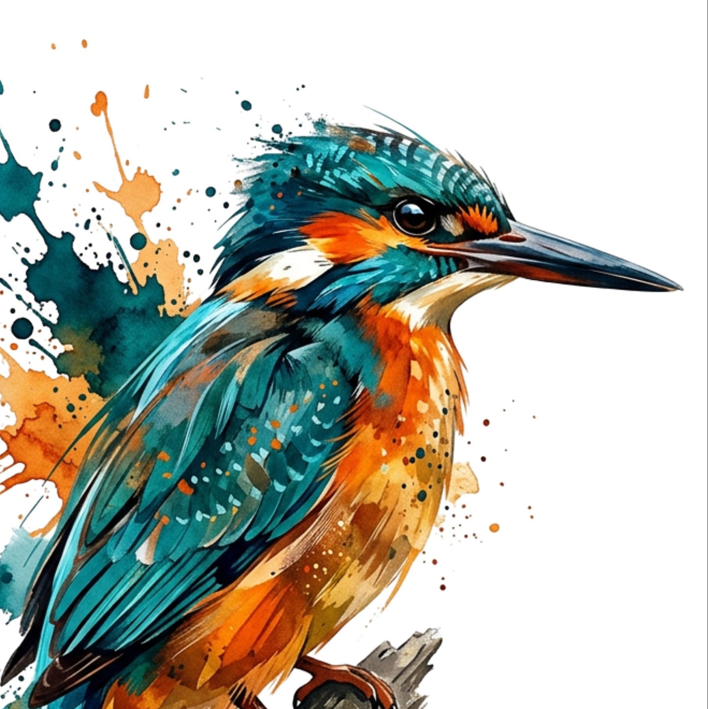 Expressive Coloursplash Kingfisher Print – Contemporary Wildlife Wall Art