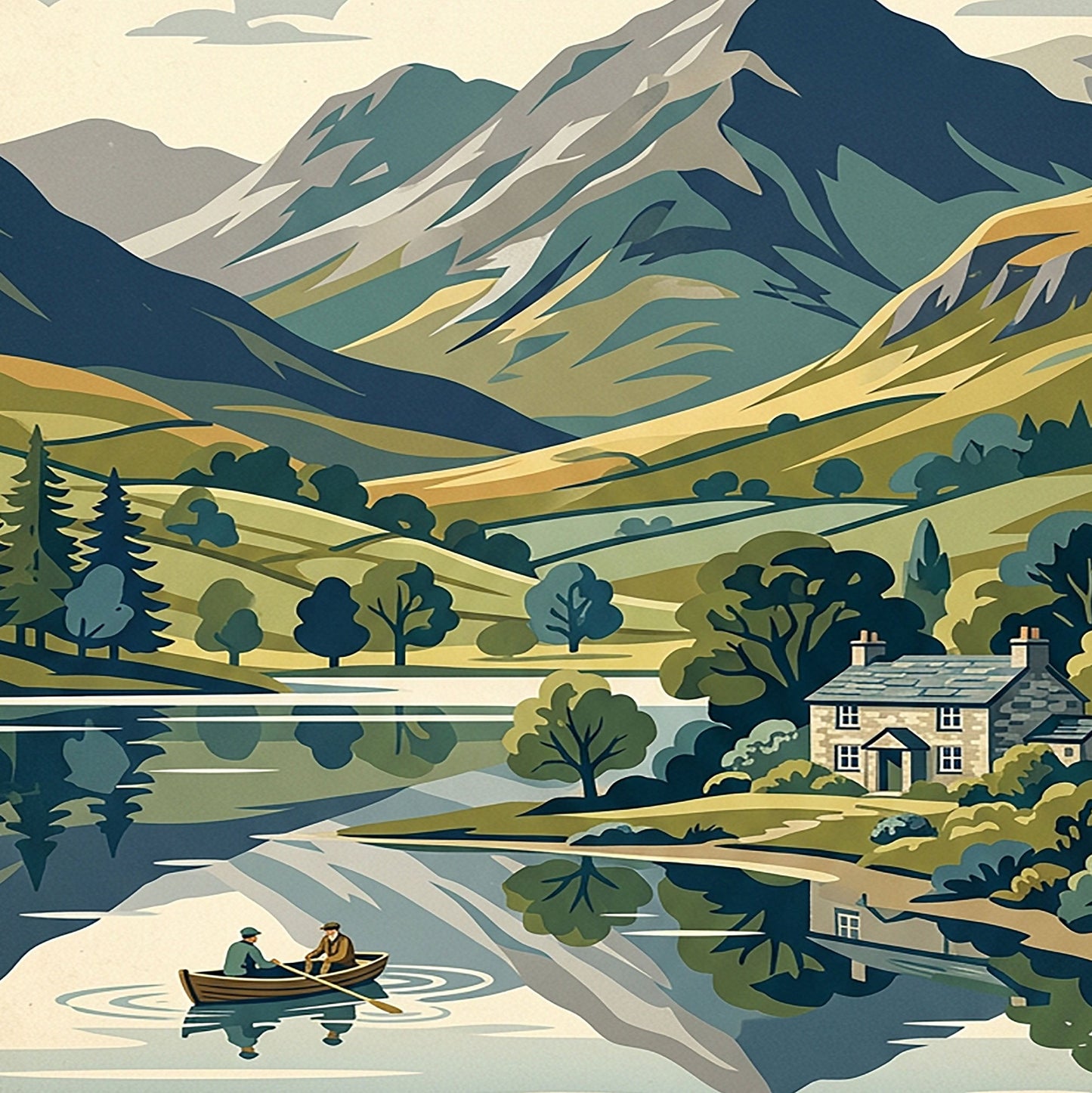 Lake District Art Print – Vintage‑Style British Travel Poster