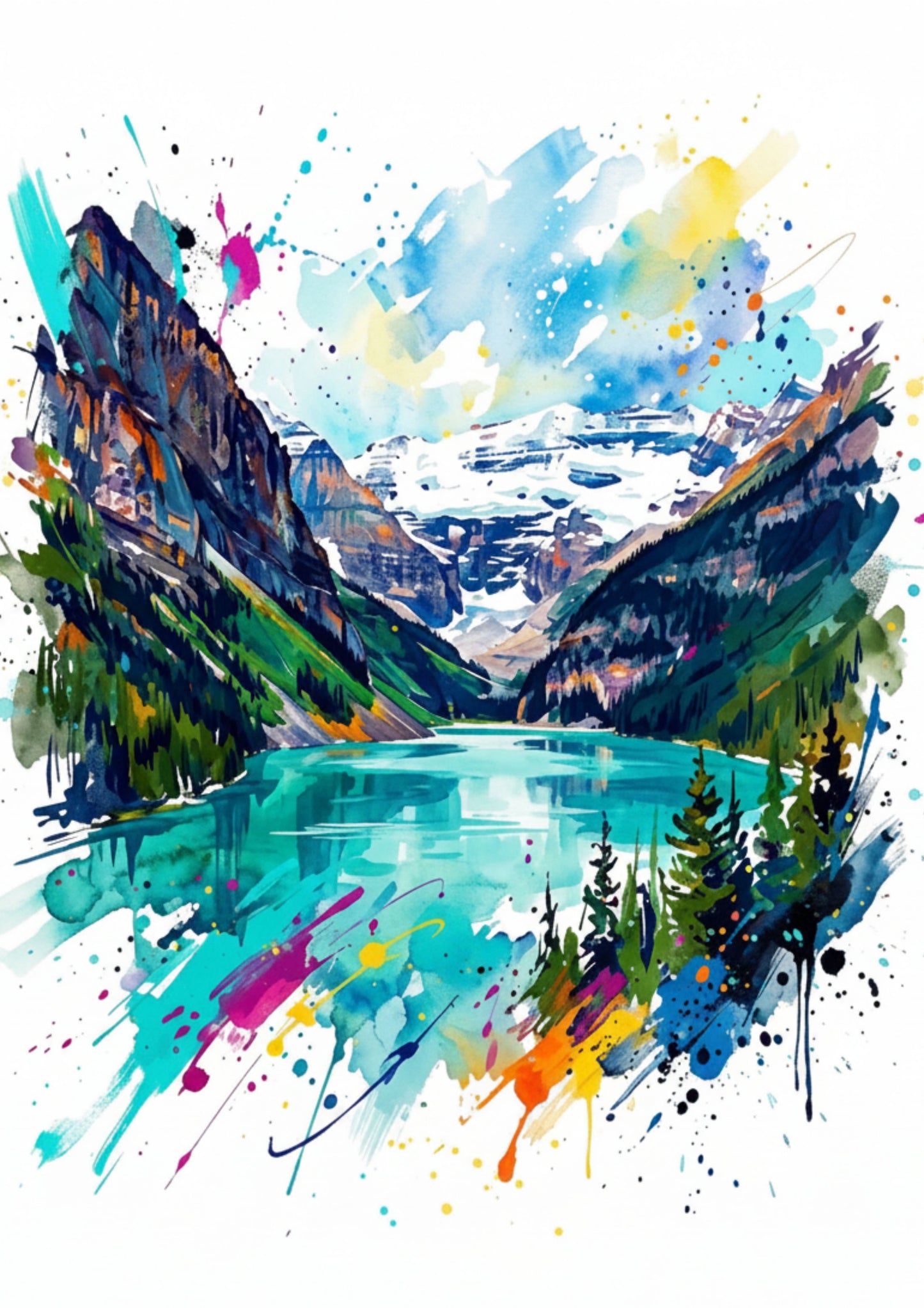 Lake Louise Canada Art Print – Expressive Mountain & Glacier Landscape | Bella Leaf Studio