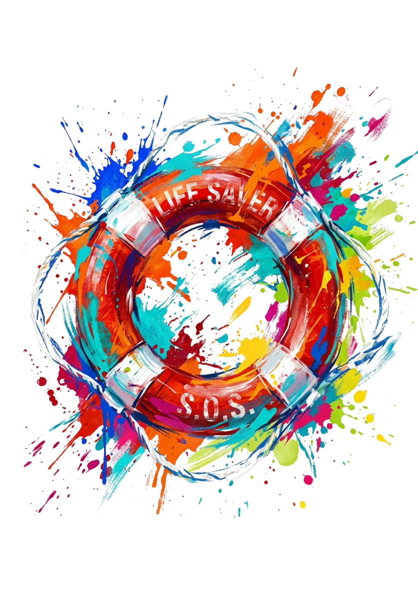 Expressive Coloursplash Lifesaver Ring Print – Contemporary Coastal Wall Art