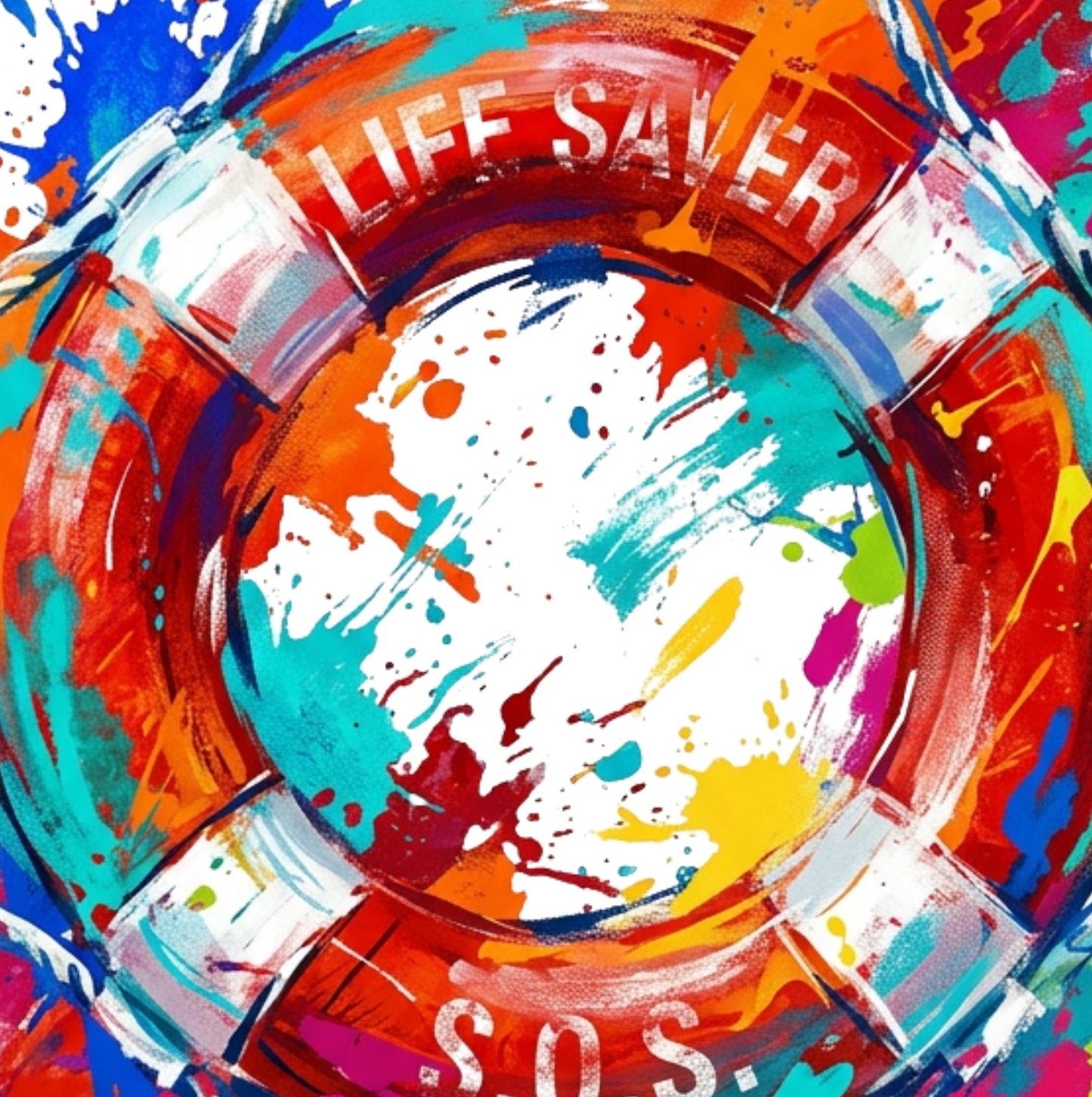 Expressive Coloursplash Lifesaver Ring Print – Contemporary Coastal Wall Art