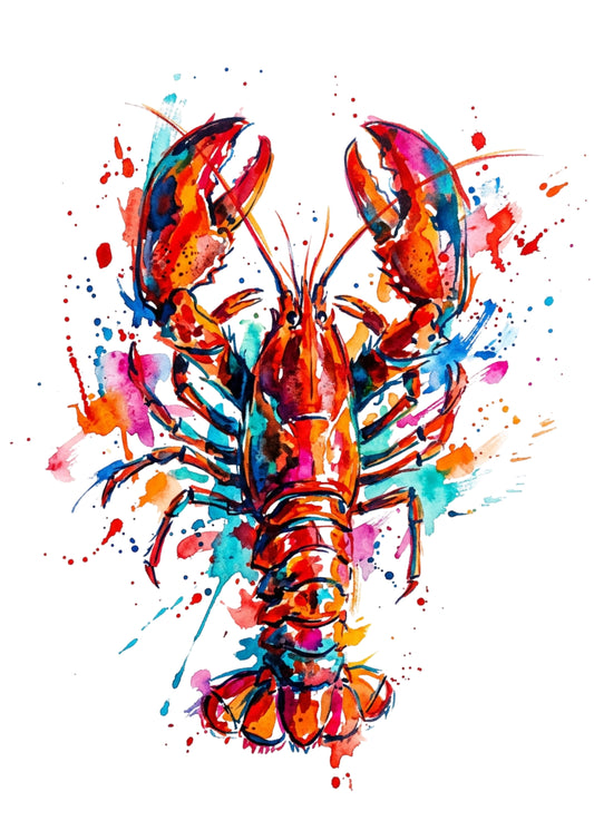 Lobster Coloursplash Coastal Print – Modern Nautical Wall Art