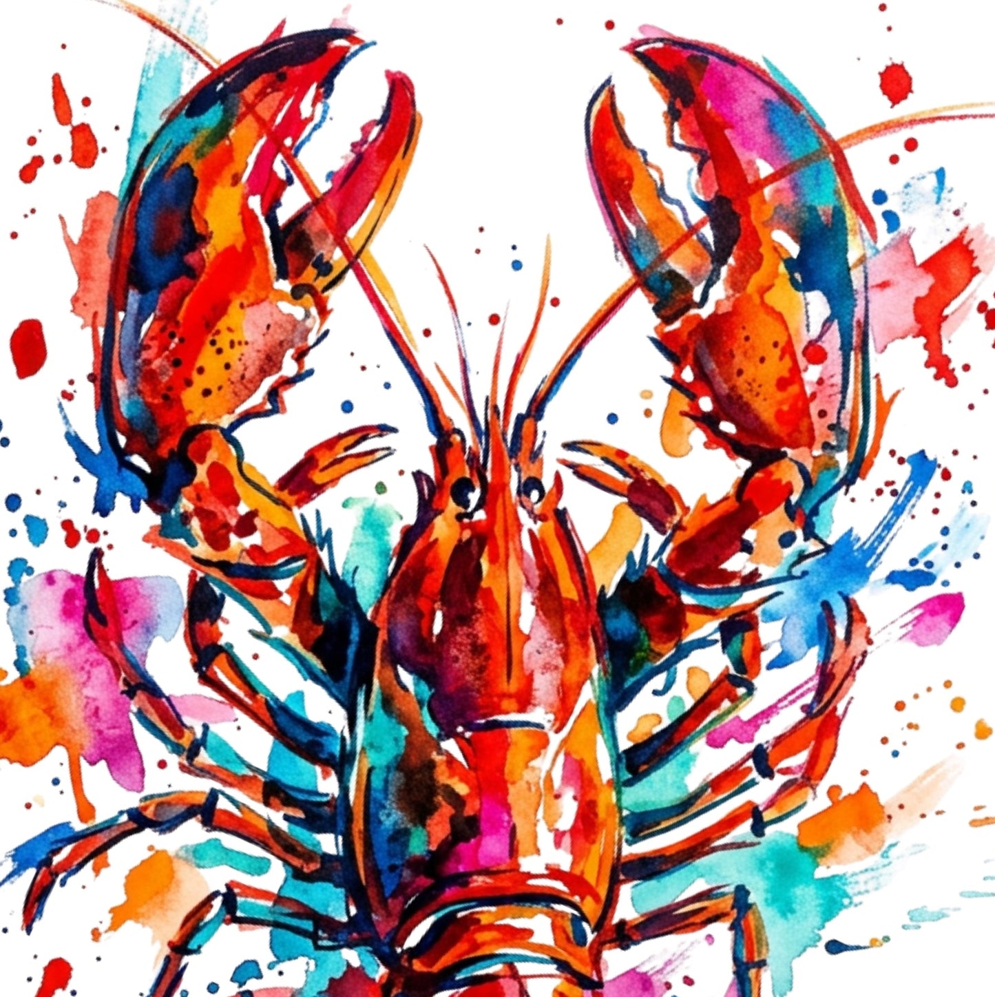 Lobster Coloursplash Coastal Print – Modern Nautical Wall Art